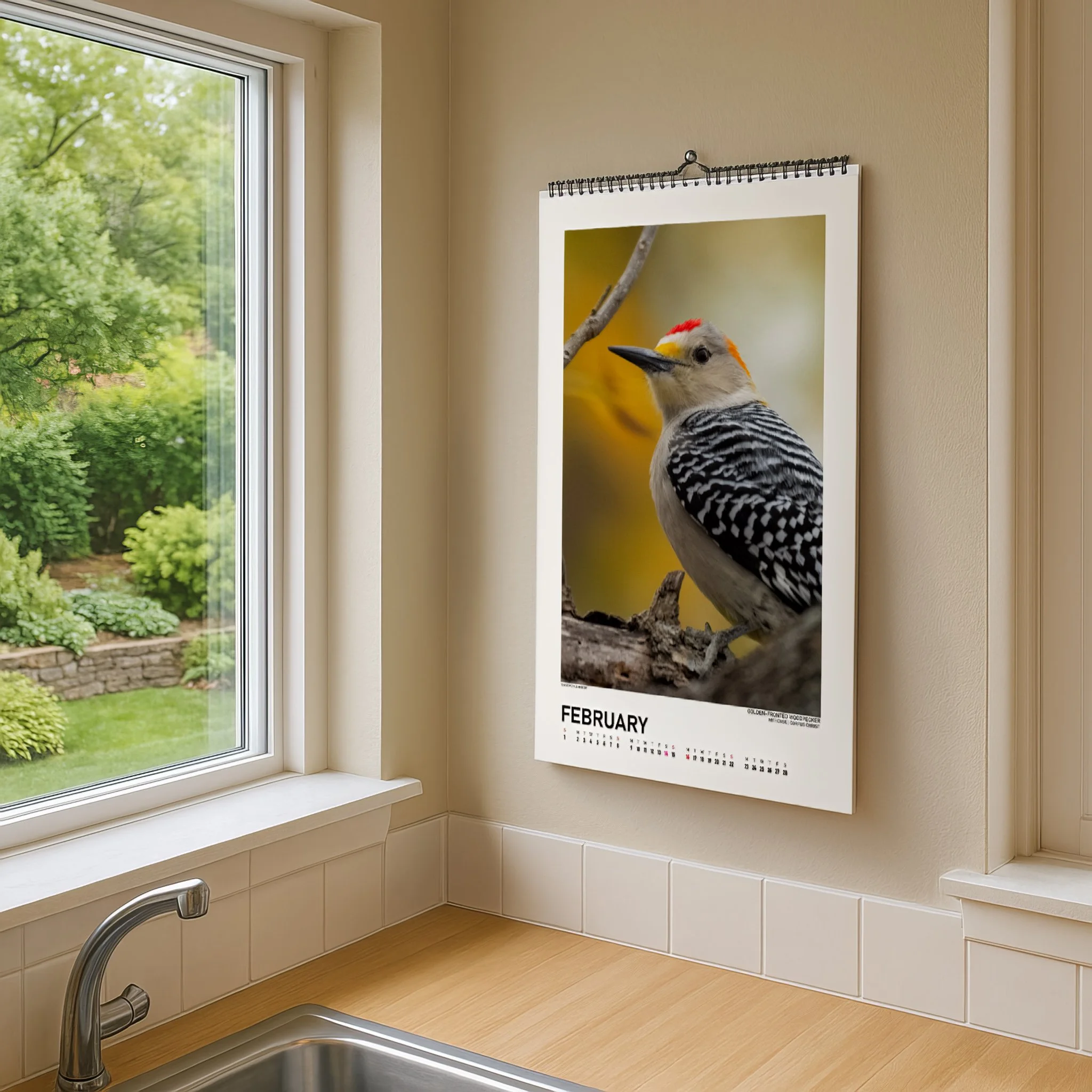 TexasCoastalBirds-2026CalendarMockup-Kitchen-FebruaryGoldenfronted copy.jpg