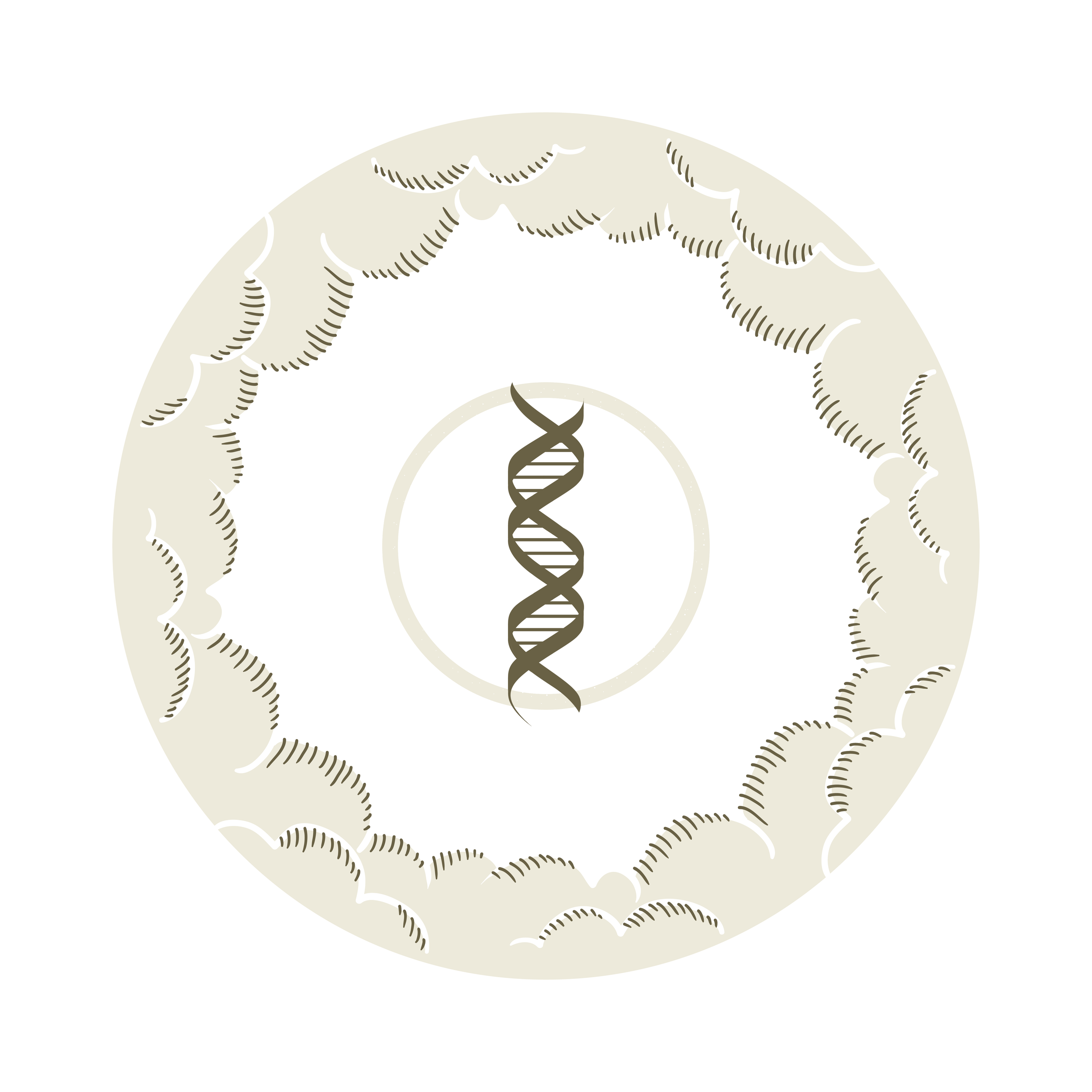An abstract outline icon with geometric and diagonal lines across a circle shape.