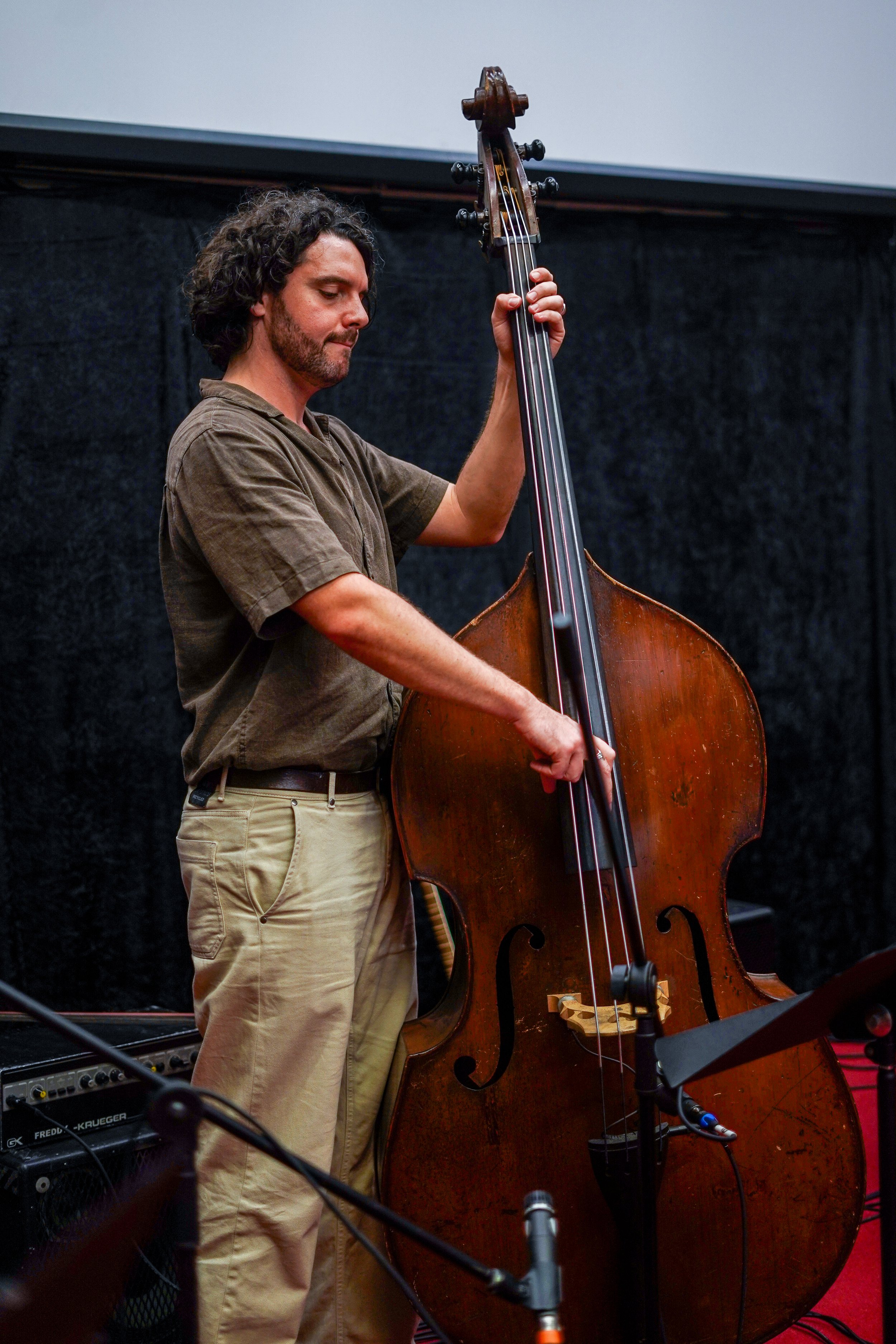 Musician playing an upright bass