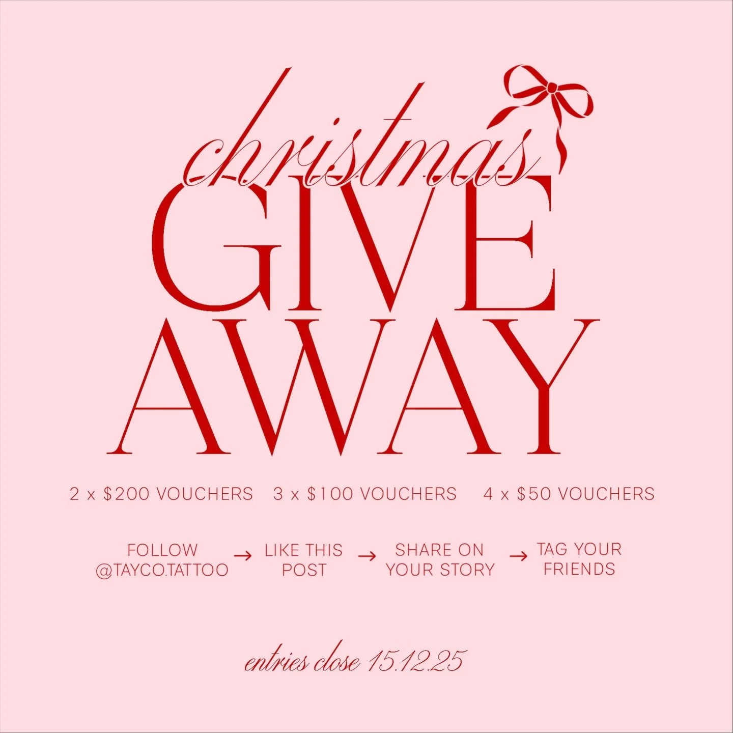 CHRISTMAS GIVEAWAY TIME 🤍
a few giveaways from me to you to celebrate
one of my favourite times of the year 🎄
7 vouchers to be won! Entires close Monday 15th of December at 6pm. Winners will be announced on my story shortly after entries close.  Pl