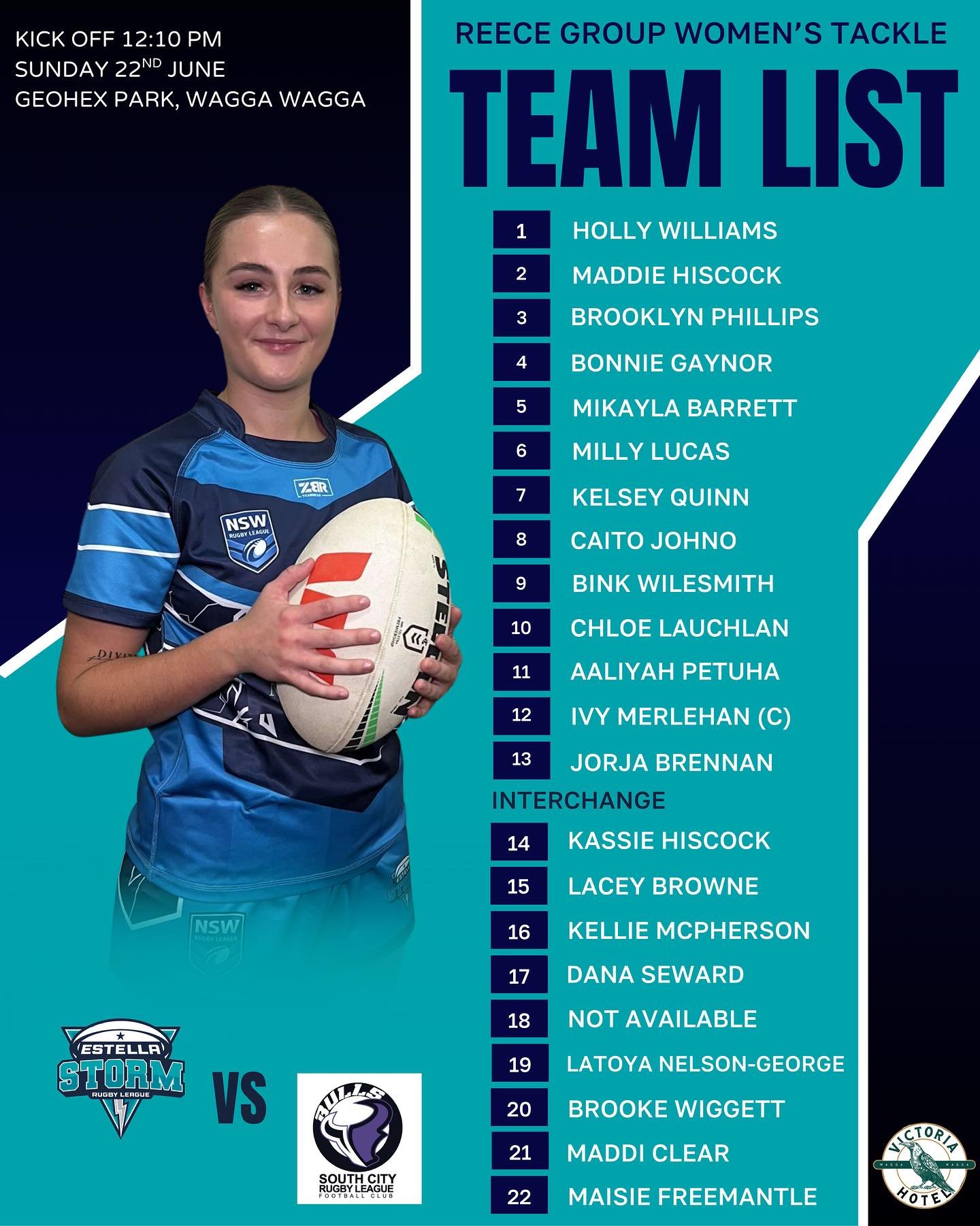 Round 8 Lineup sponsored by The Vic Wagga 💥