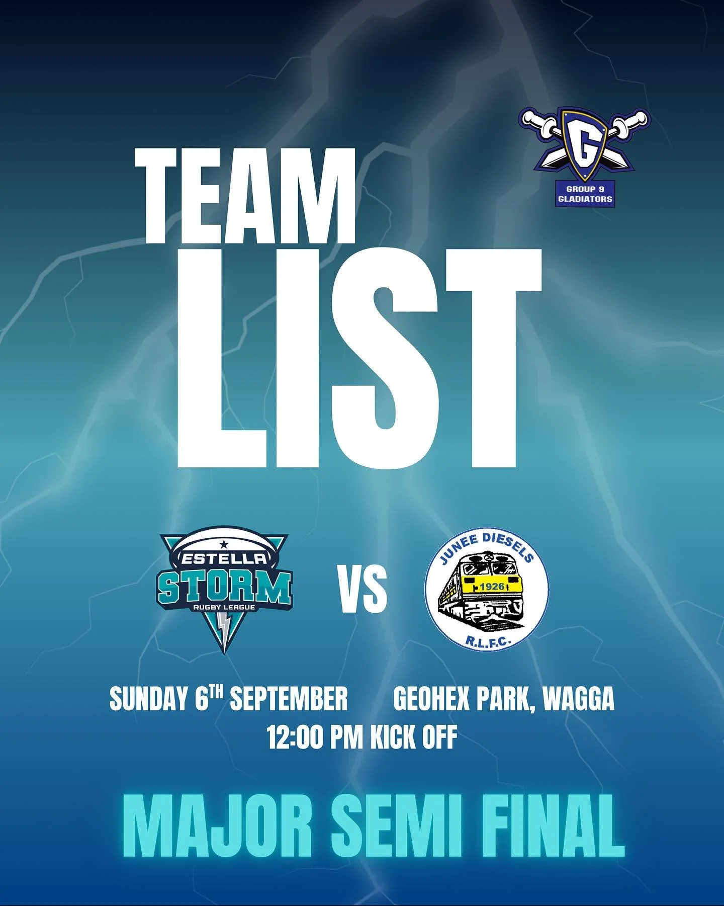 Team list locked in for this Sundays Semi Final⚡️