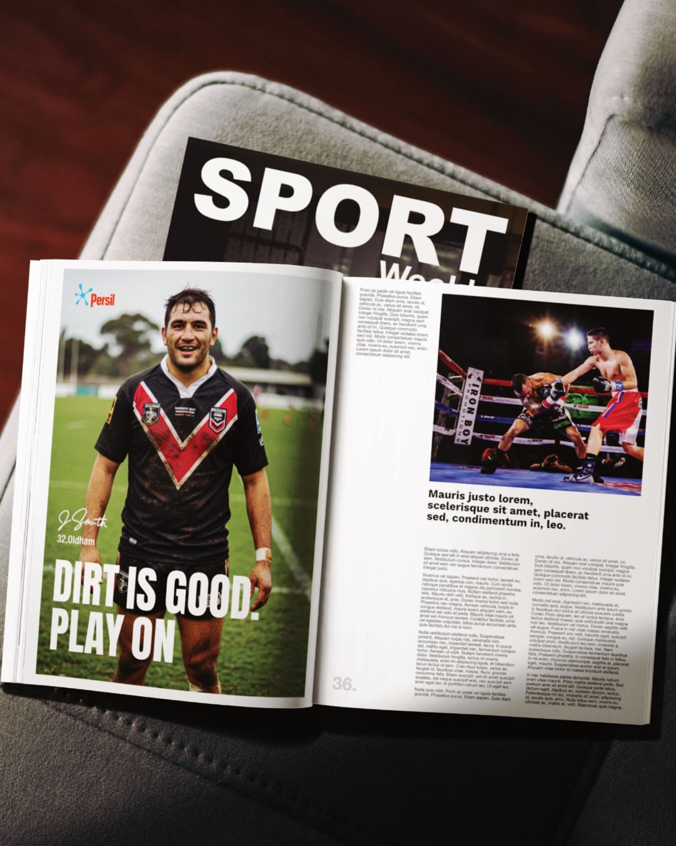 An editorial mock-up showing one part of my advertisement campaign for the Persil Dirt is Good, Play On D&amp;AD brief.

My focus was to highlight everyday people of all ages and abilities who love to play sport without the fear of getting dirty.

#m