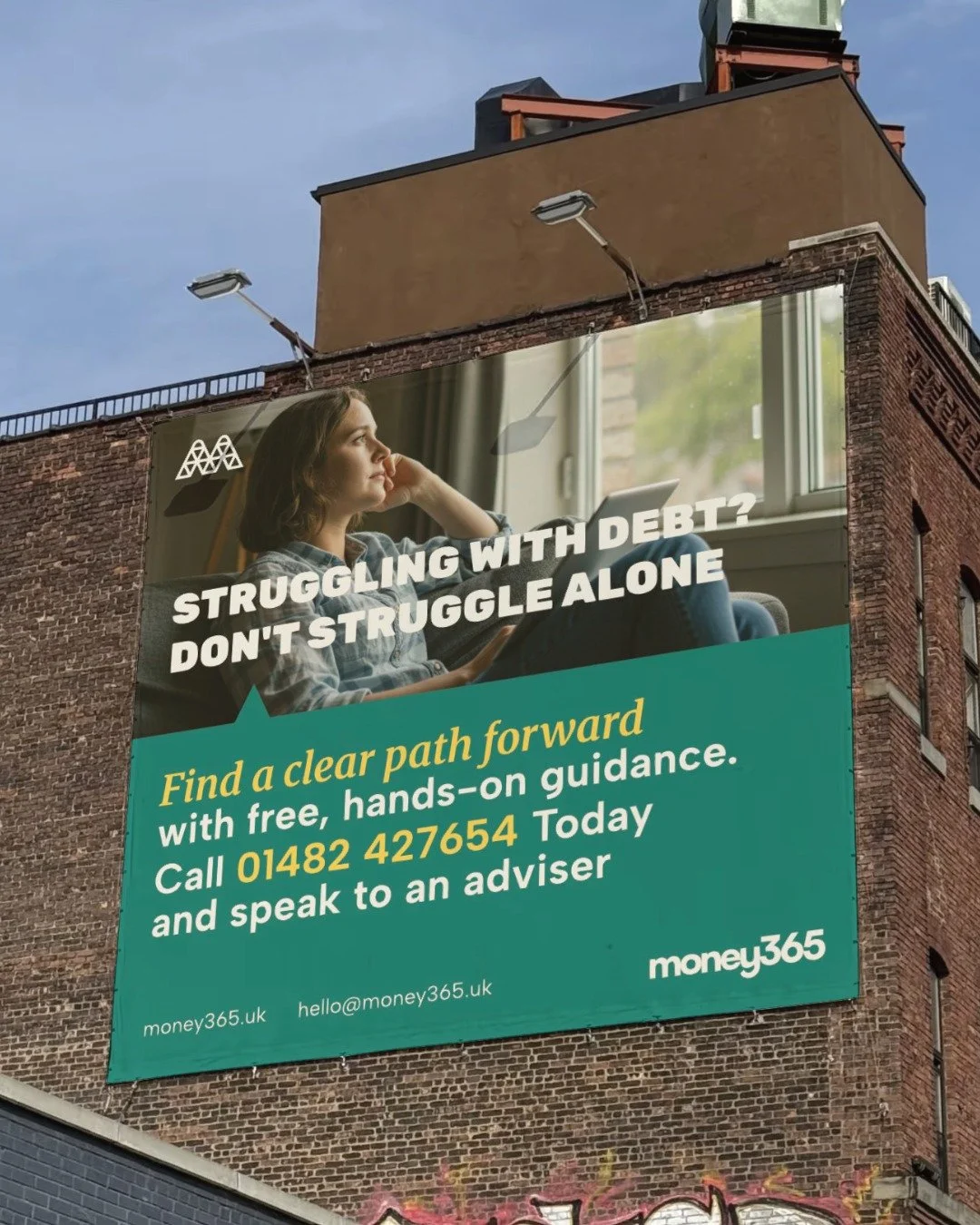 1/6
Brand identity for Money365, a non-profit providing free, face-to-face debt advice across Hull and East Yorkshire.

Steve came to me wanting to step out from under a national charity umbrella and establish their own identity. That's a big move, a