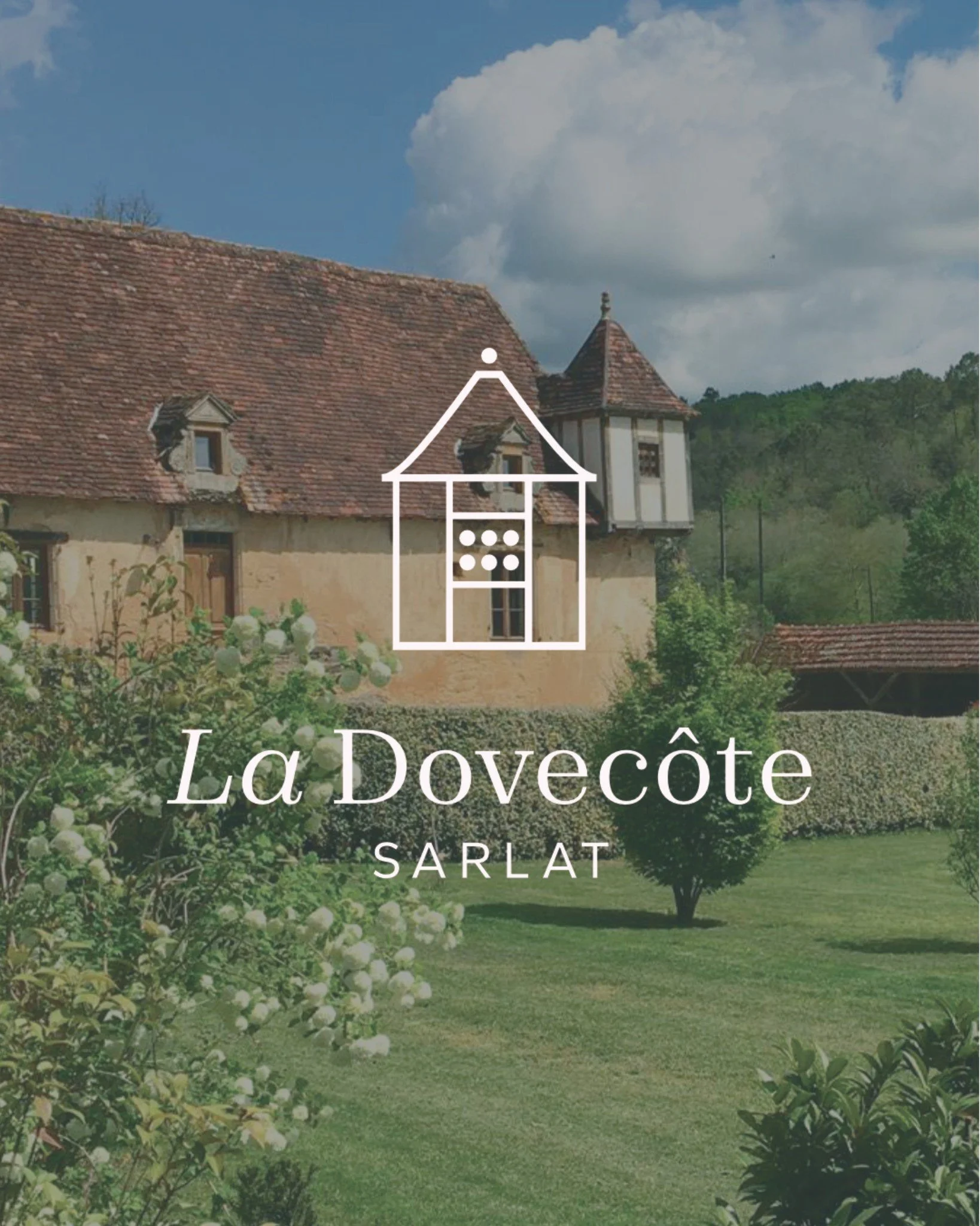 Vanessa came to me with a new holiday rental and B&amp;B in Sarlat, France. She needed a brand that matched the property, warm, characterful, genuinely worth staying in.

The logo isn't a generic dove or a stock ornament. It's drawn from the actual d