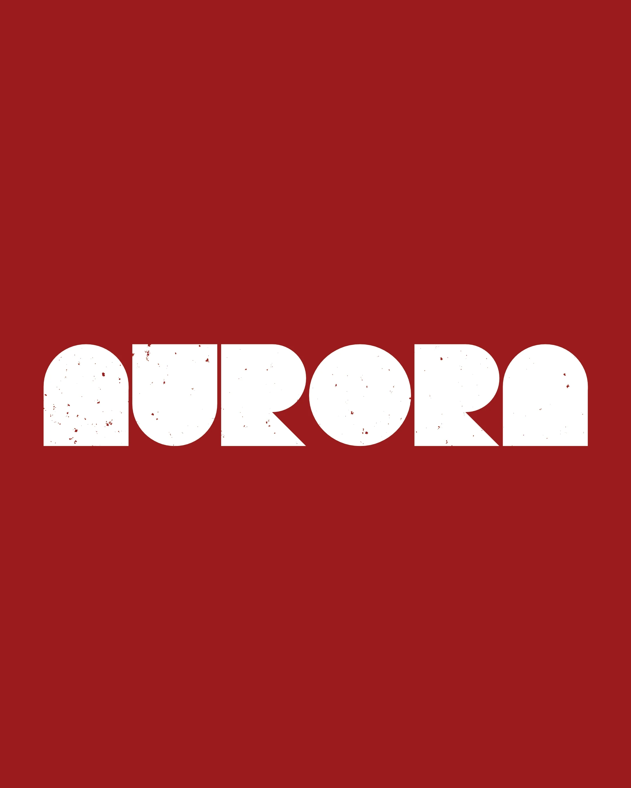 Red background with white text spelling 'AURORA' in bold, stylized font.
