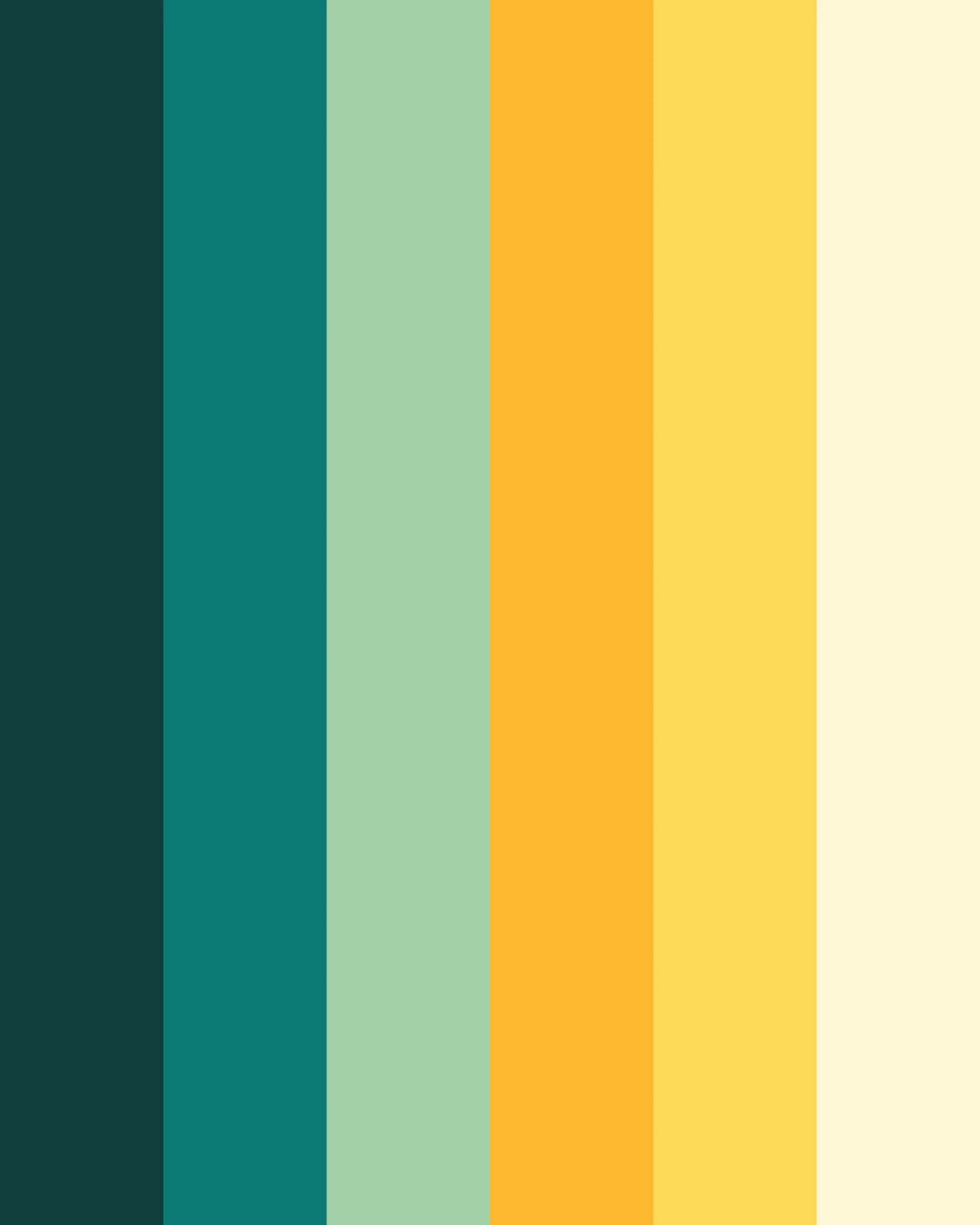 Six vertical color stripes from dark teal to light cream.