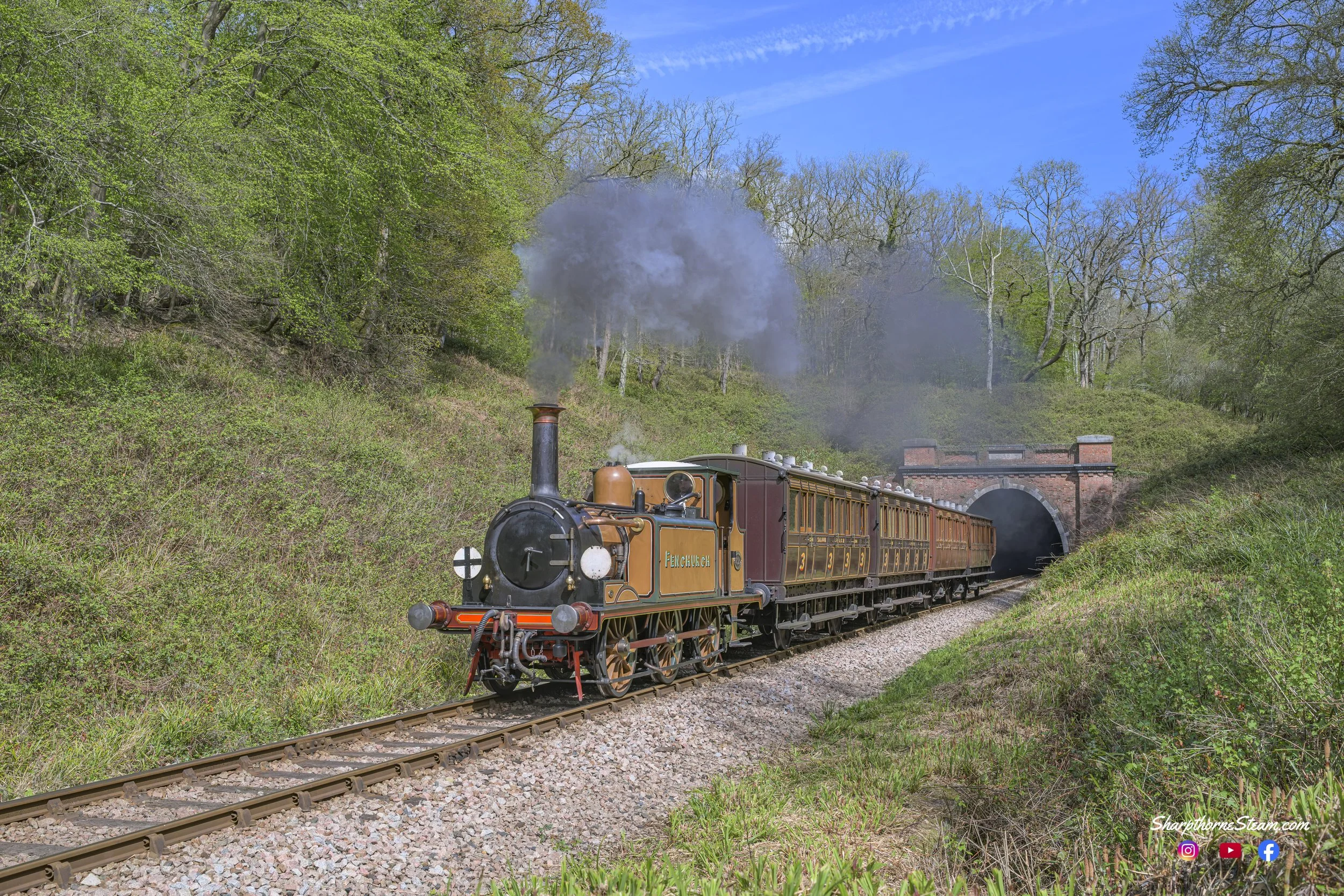 Southern Portal - No72 leaves Sharpthorne Tunnel.