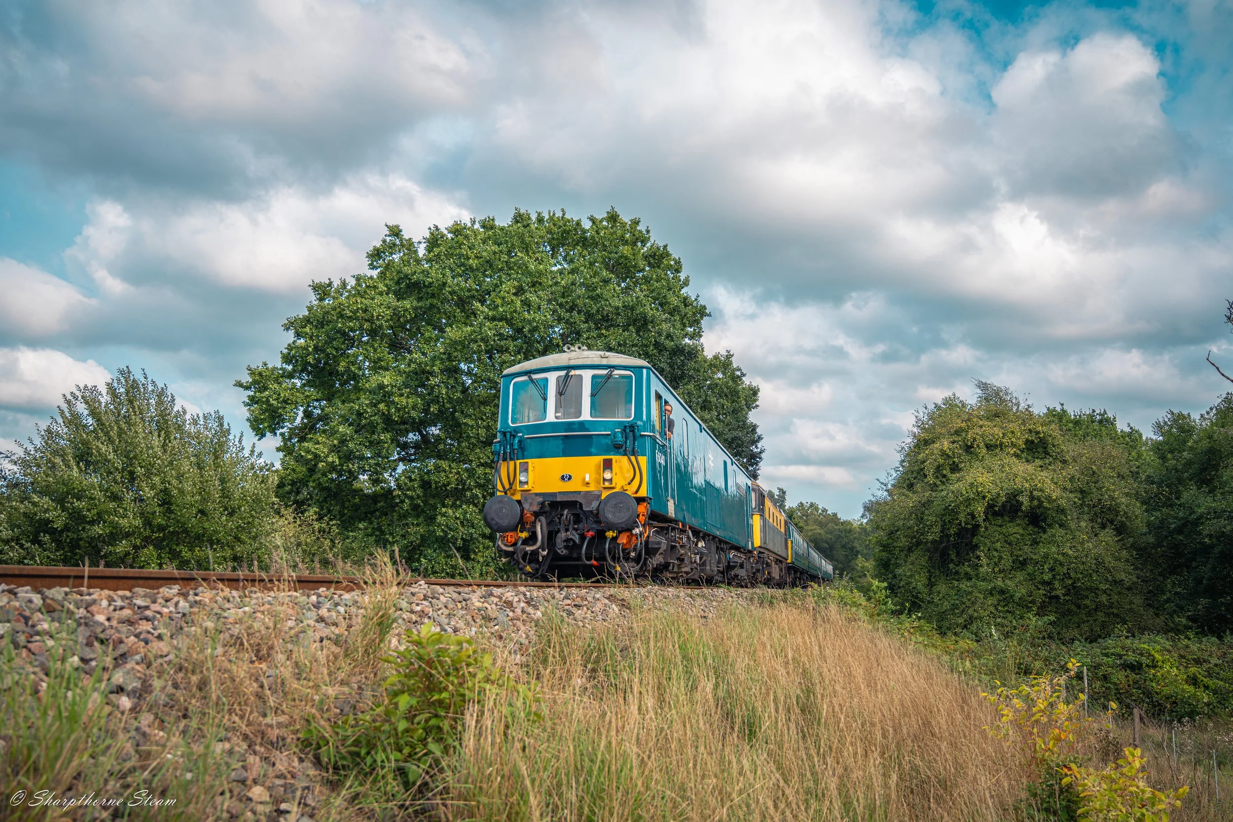 The Southern Formation - E6040 leads No33108 and No3417 on the Sunday of the Gala as they climb Freshfield Bank one last time.