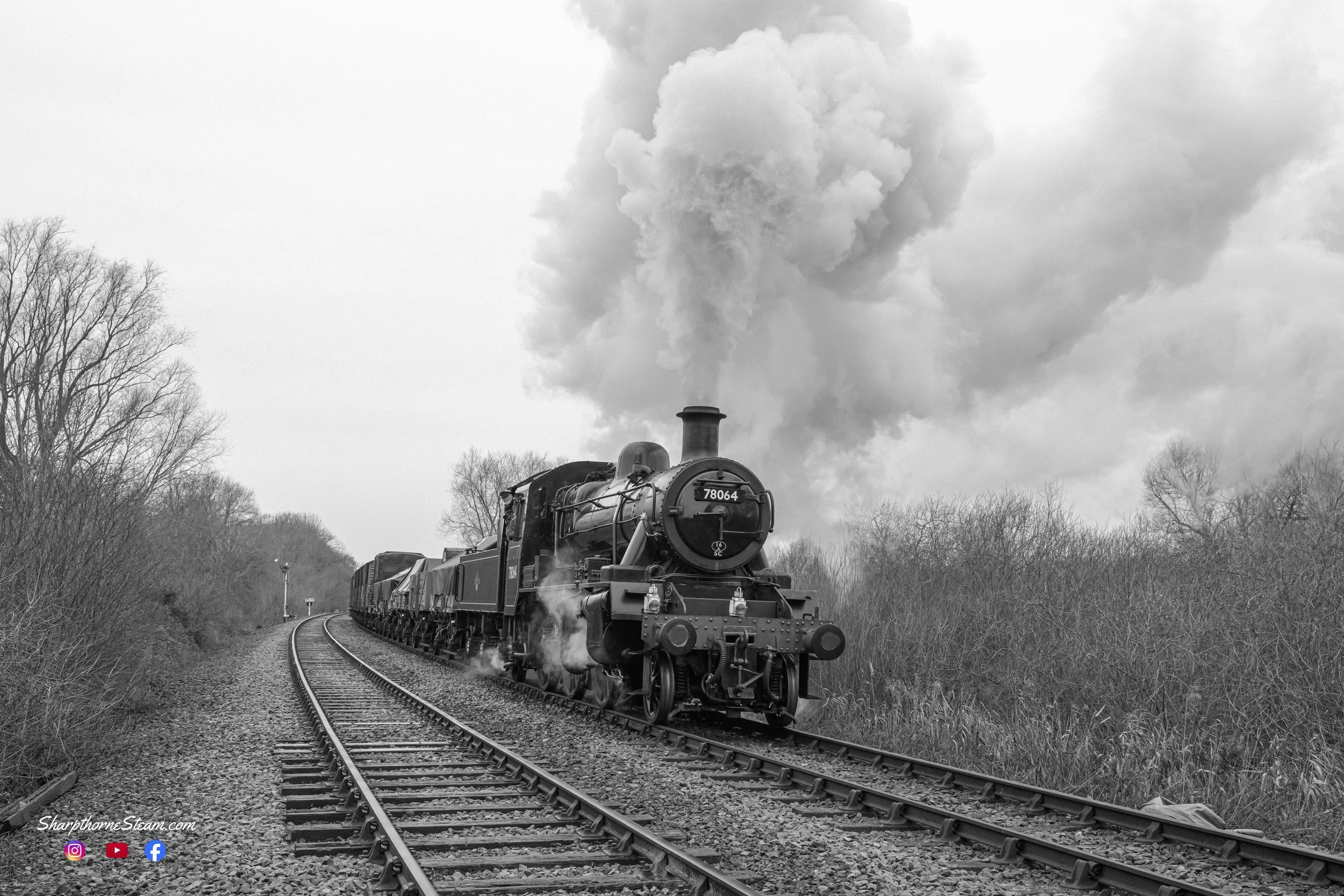 1966 again - No78064 on a Class C good set  after having gone through Orton Mere station.