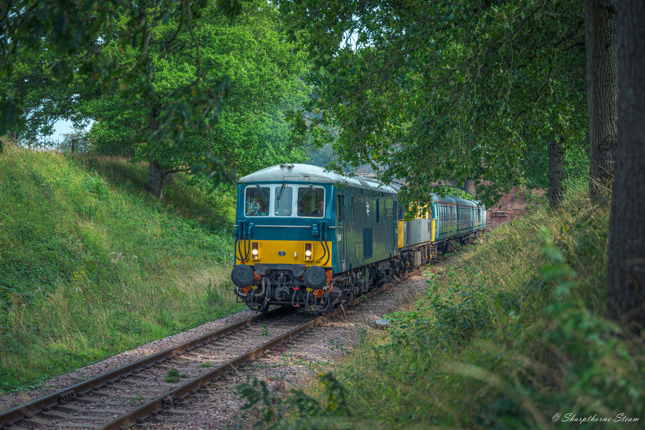 Southern Formation Pt II - E6040 leads No33108 and No3417 under Town Place Bridge on the Sunday of the Gala