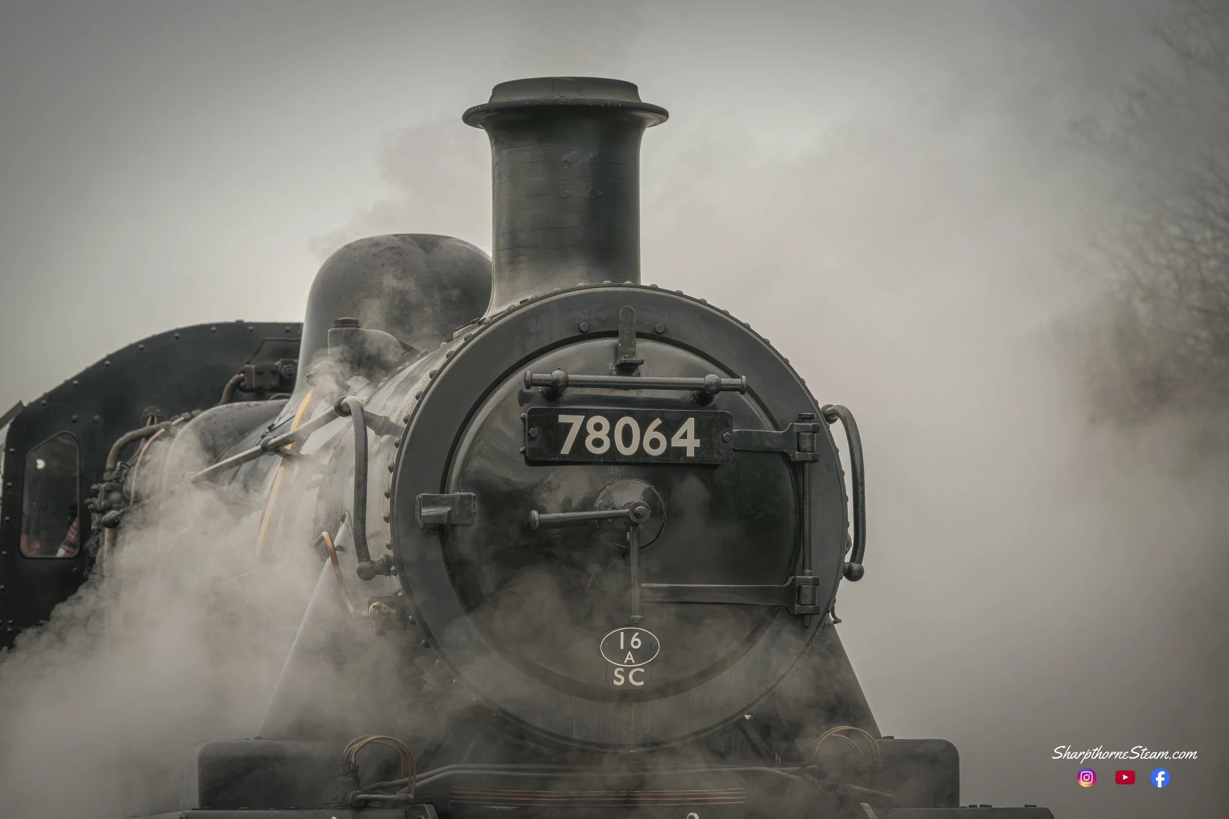 Standard Portrait - No78019 on loan from the Great Central Railway poses as long lost sister scrapped 50 years ago, No78064, the last Standard 2 Mogul. 