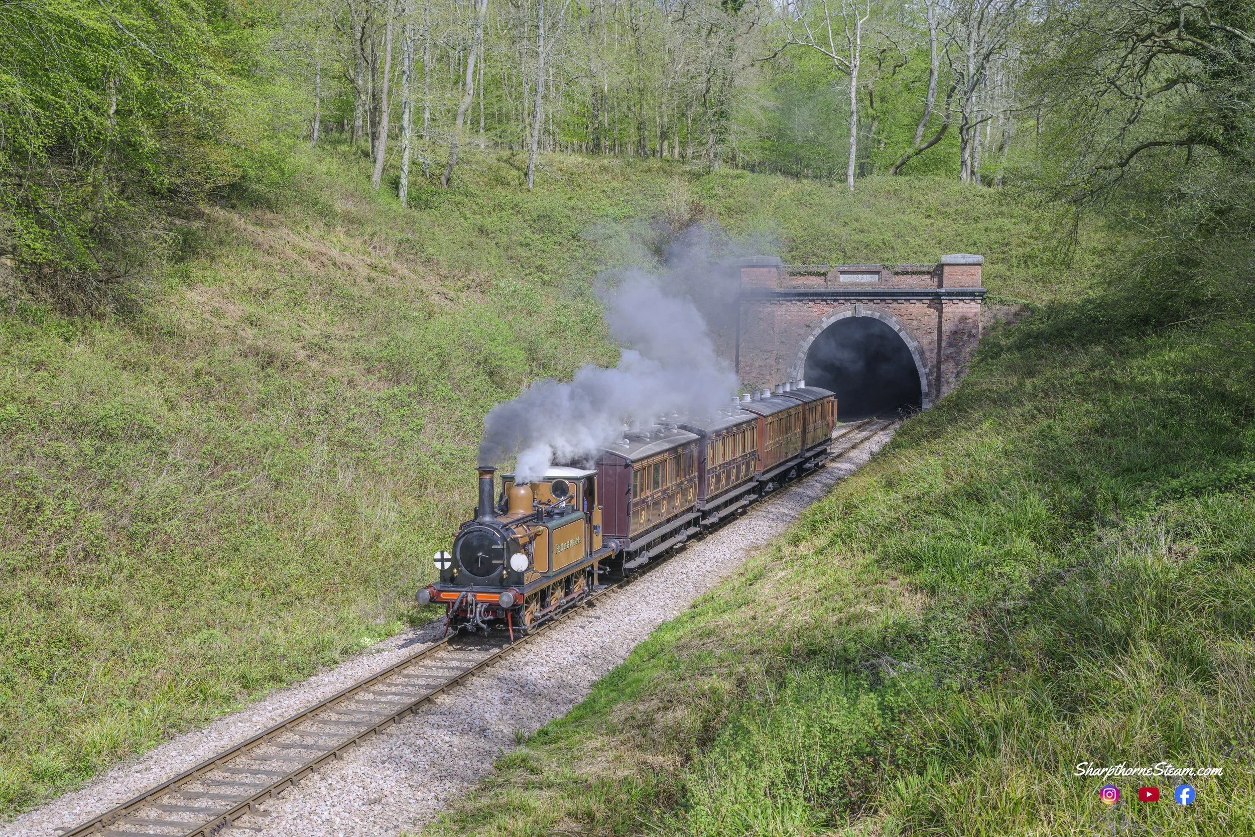 Southern Portal PtII - No72 leaves Sharpthorne Tunnel.