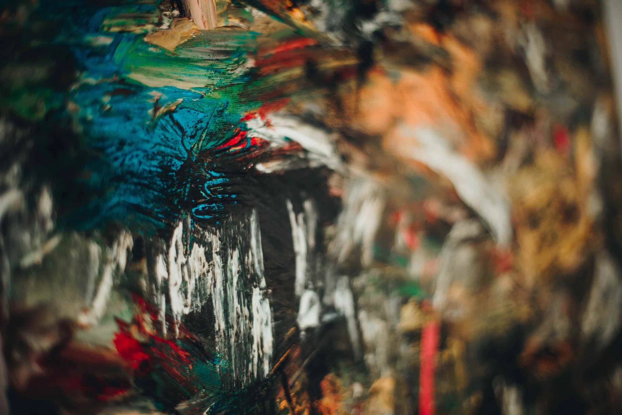 Detail of an original abstract painting by Estonian artist Liis Koger, showing surface structure and texture on canvas.