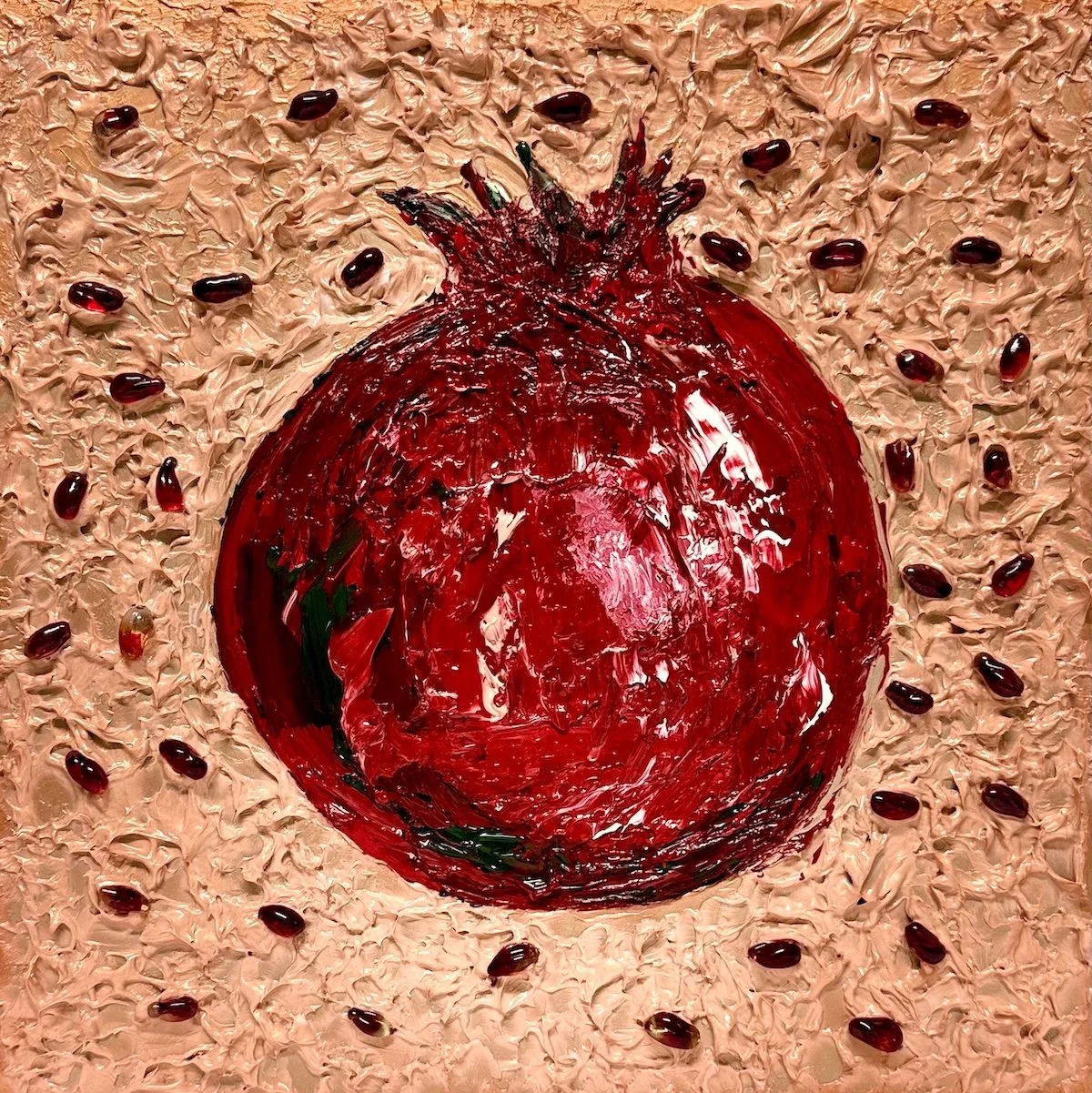 Amor Est Arma | 2026, acrylic and glass on aluminium composite panel | 30 x 30 cm