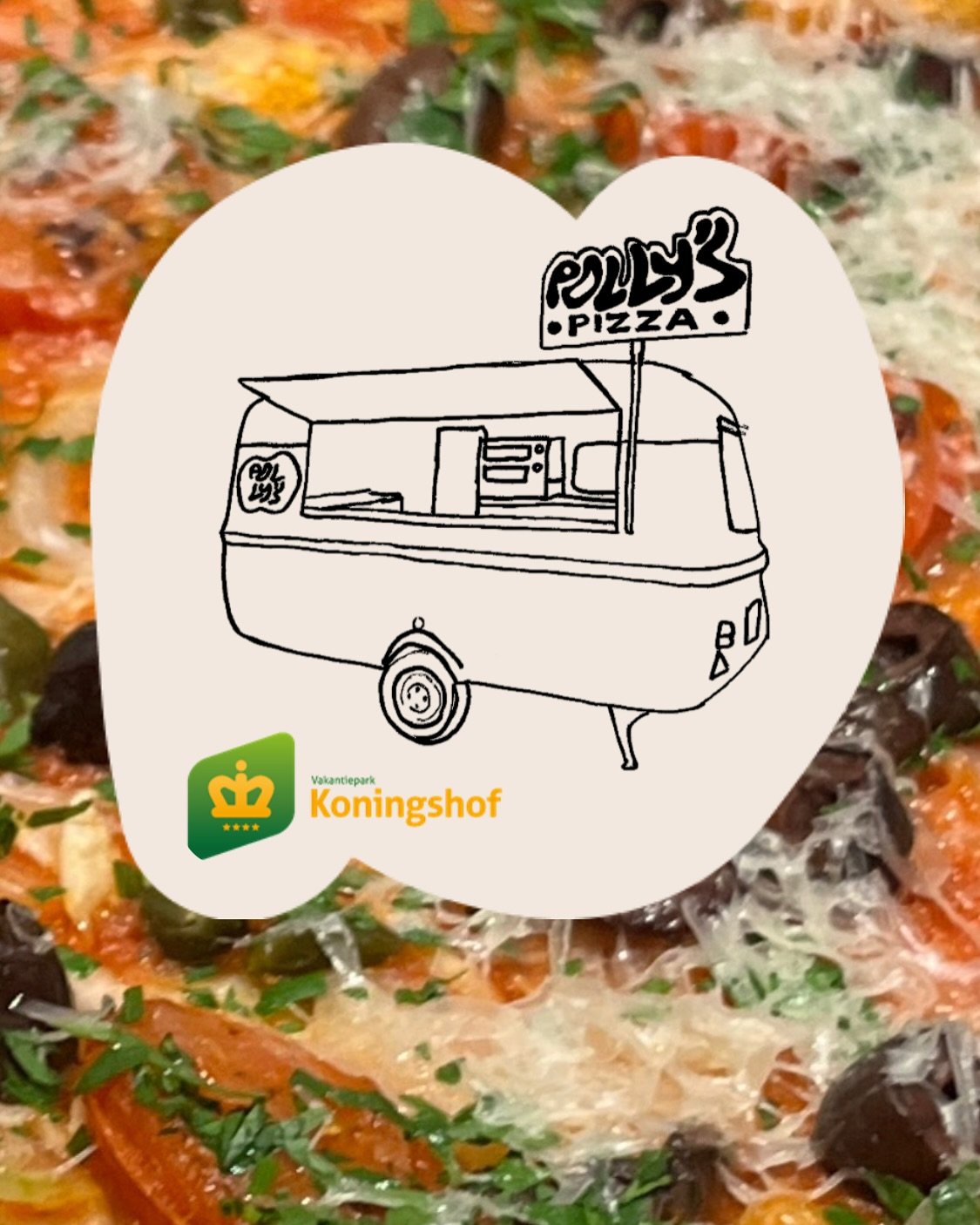 Vanaf maandag 12 mei staat Polly&rsquo;s Pizzacaravan geregeld bij de ingang van @vakantieparkkoningshof in Rijnsburg. Kom langs en bestel pizza die we &agrave; la minute bakken in onze steenovens. Je vindt ons er tussen 16.30 en 20.00 uur op de volg