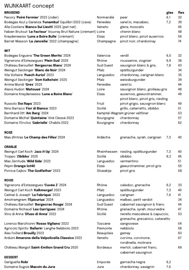 De wijnkaart van Polly's pizza- en wijnbar staat vol mooie wijnen. Veel biologische wijn, biodynamische wijn en natuurwijn
