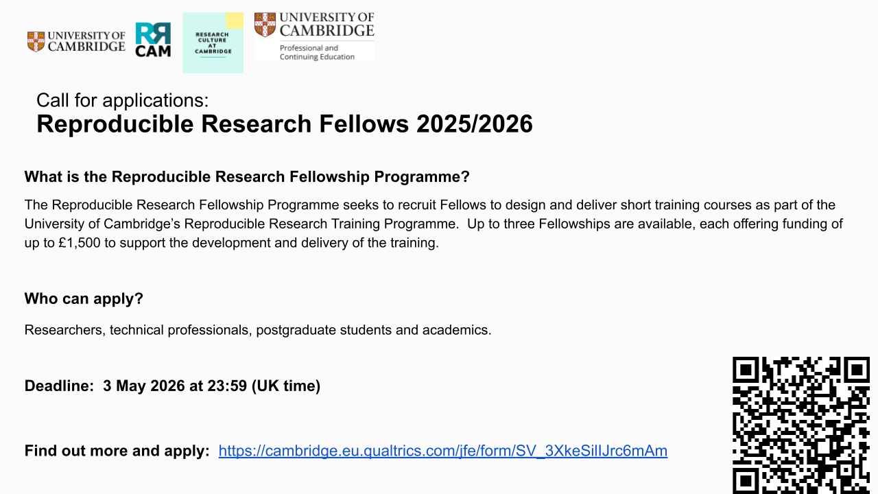 Reproducible Research Fellowships 2025/26: Applications Open