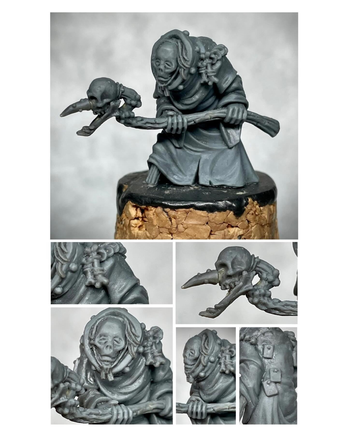 A Necromancer, the first sculpt that I completed from the latest set I have online with @blackcrabart check the link in my bio to grab a whole set of 10 new hand sculpted characters. #blackcrabminiatures #handsculpted #polymerclay #gothicart #dnd #tt