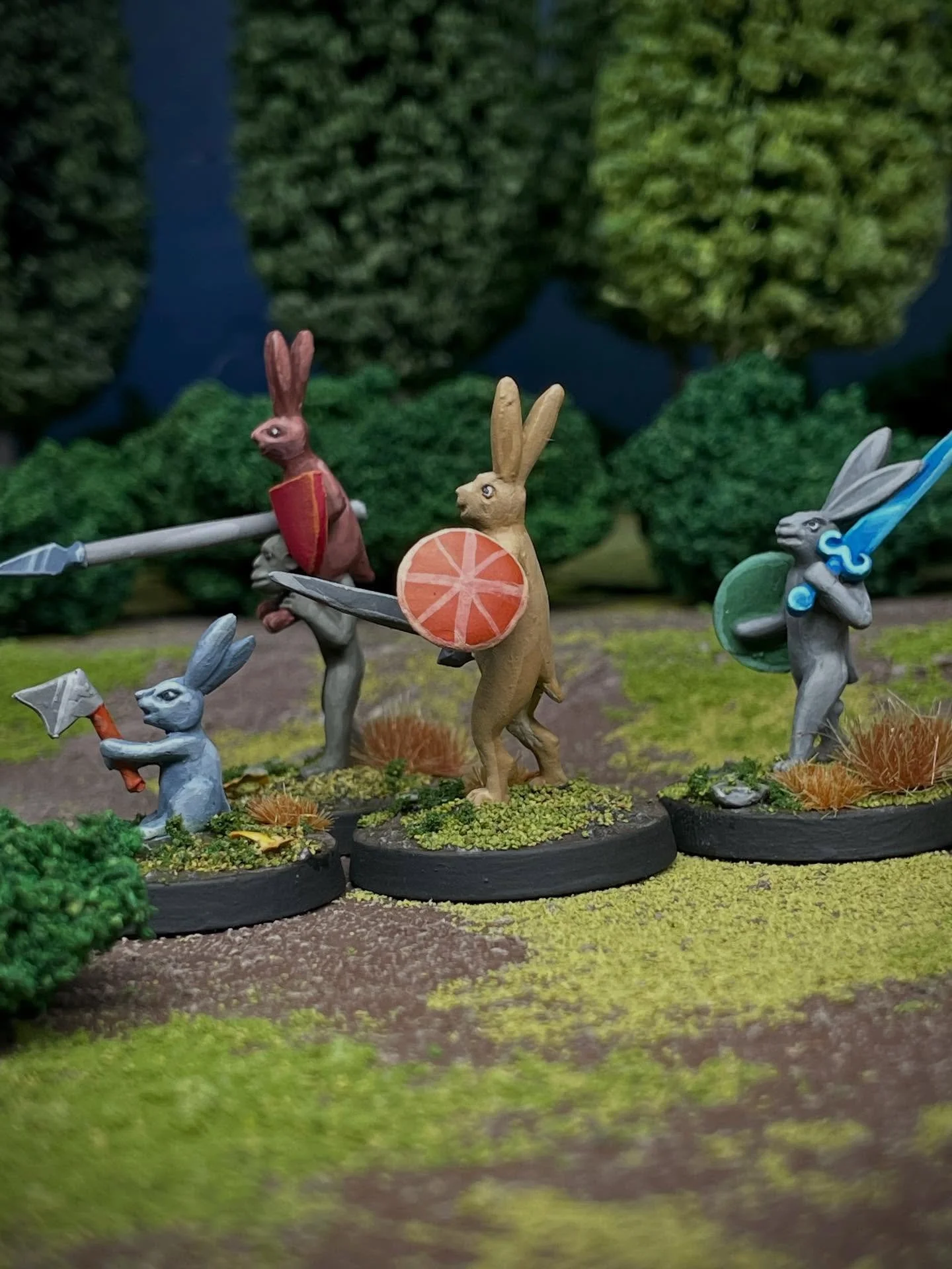 Medieval bunnies go to war! You can get these and their foes on KS, link in bio #medievalminiatures #illuminatedmanuscript #holyhandgrenadeofantioch #bunniesofinstagram