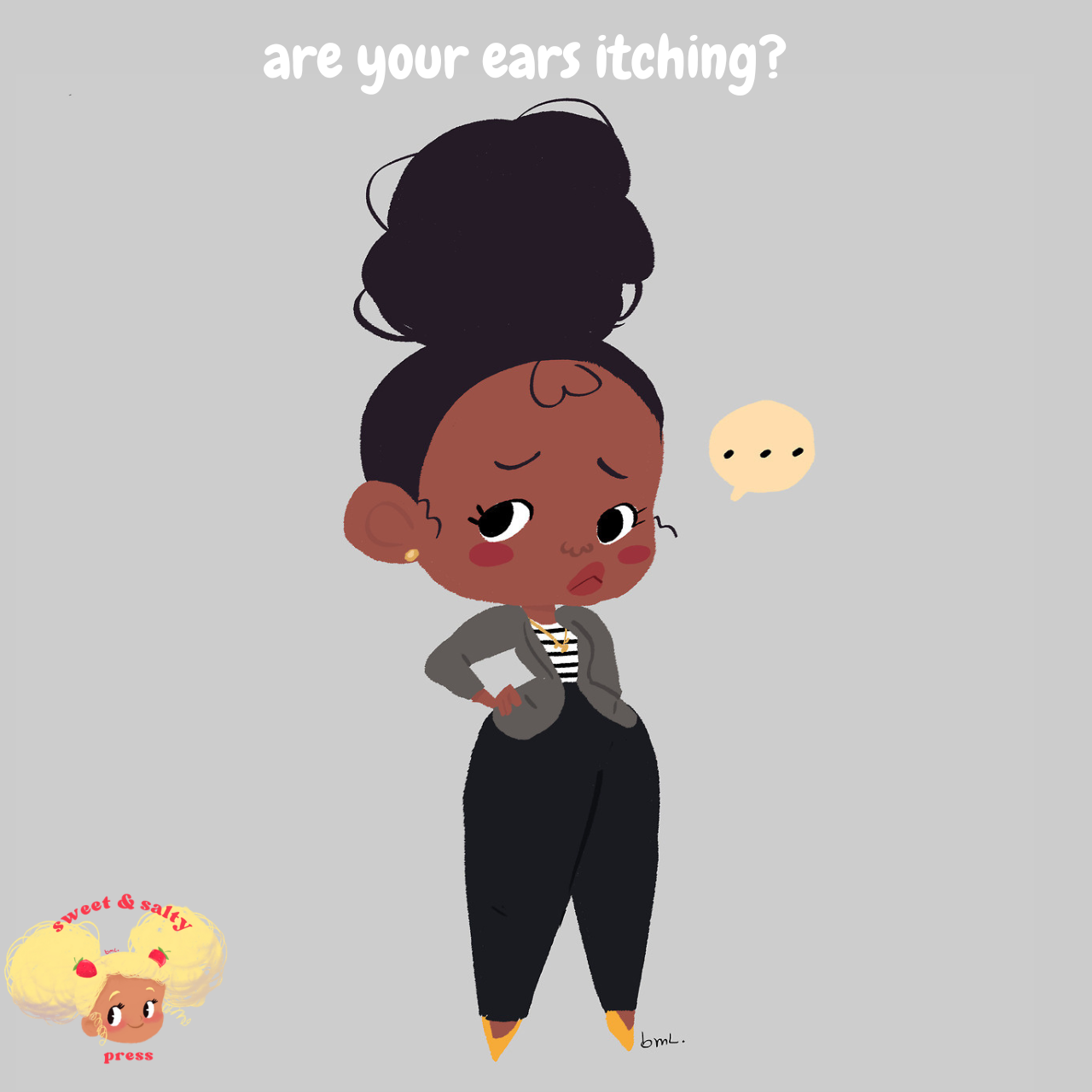 an illustration of a woman with text that reads are your ears itching?