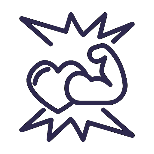 Zeichnung von zwei verschränkten Fäusten in Herzform mit Blitzlinien im Hintergrund.