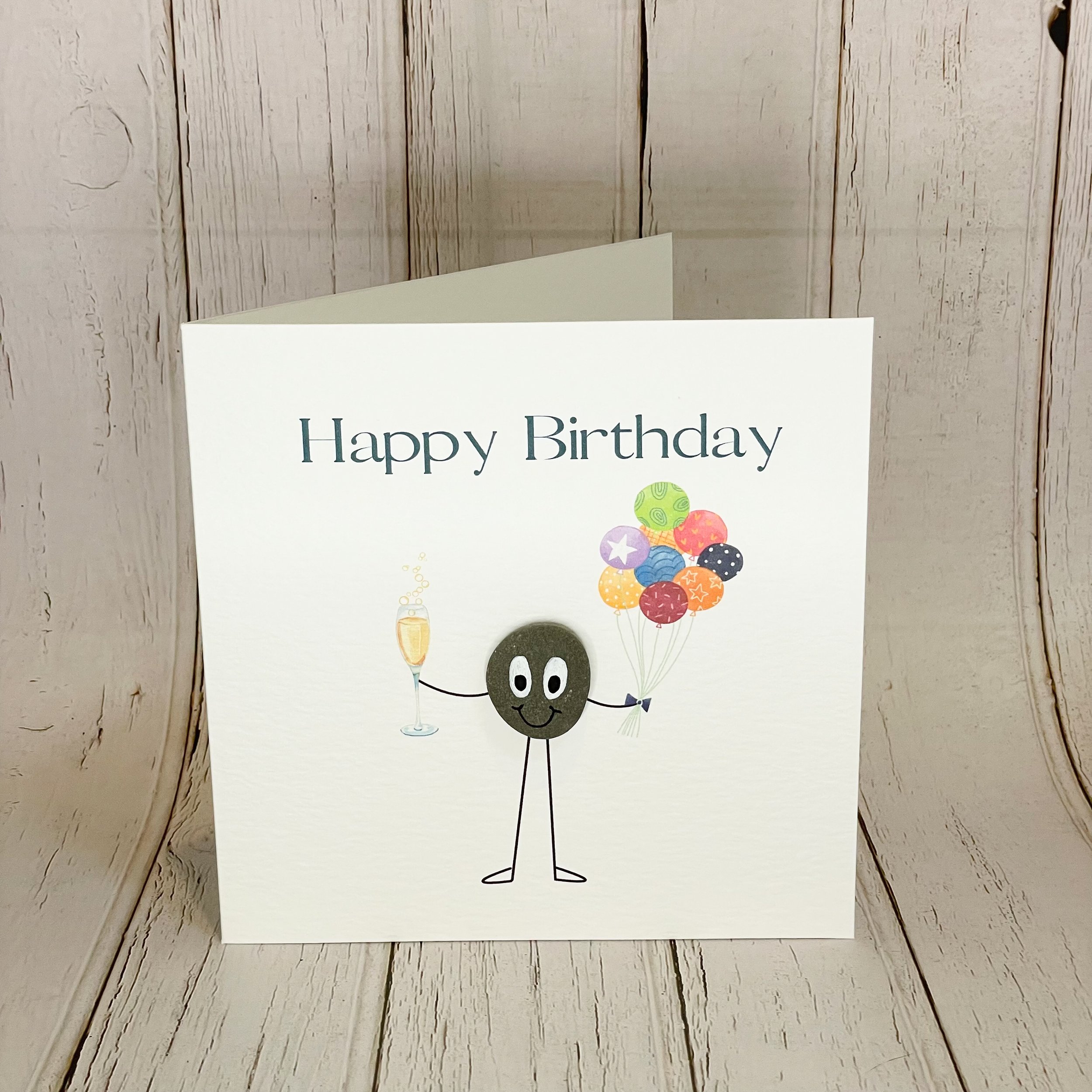 Happy Birthday Pebble Art Card