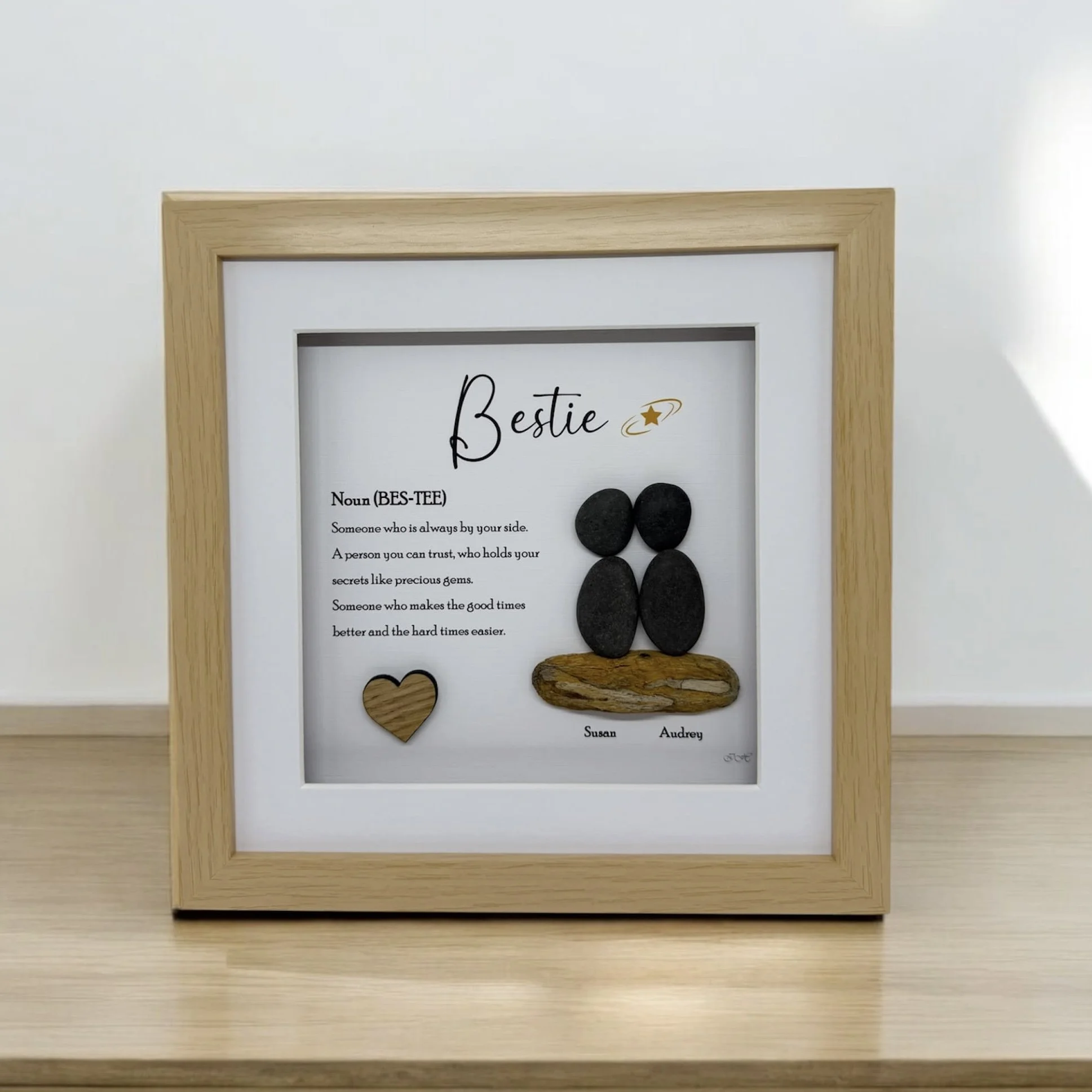 Personalised Bestie Pebble Art Picture - Friendship Gift