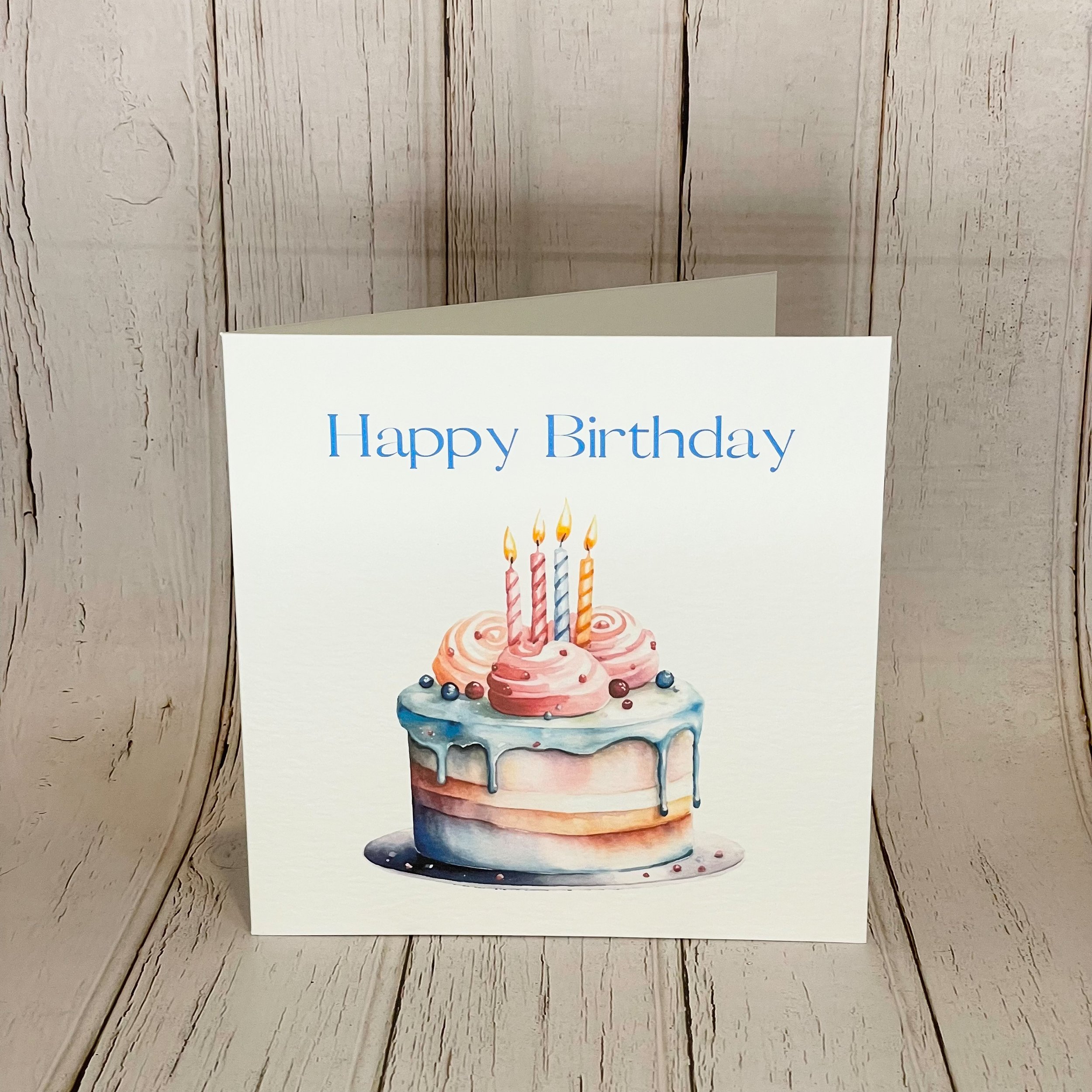Happy Birthday Cake and Candle Card