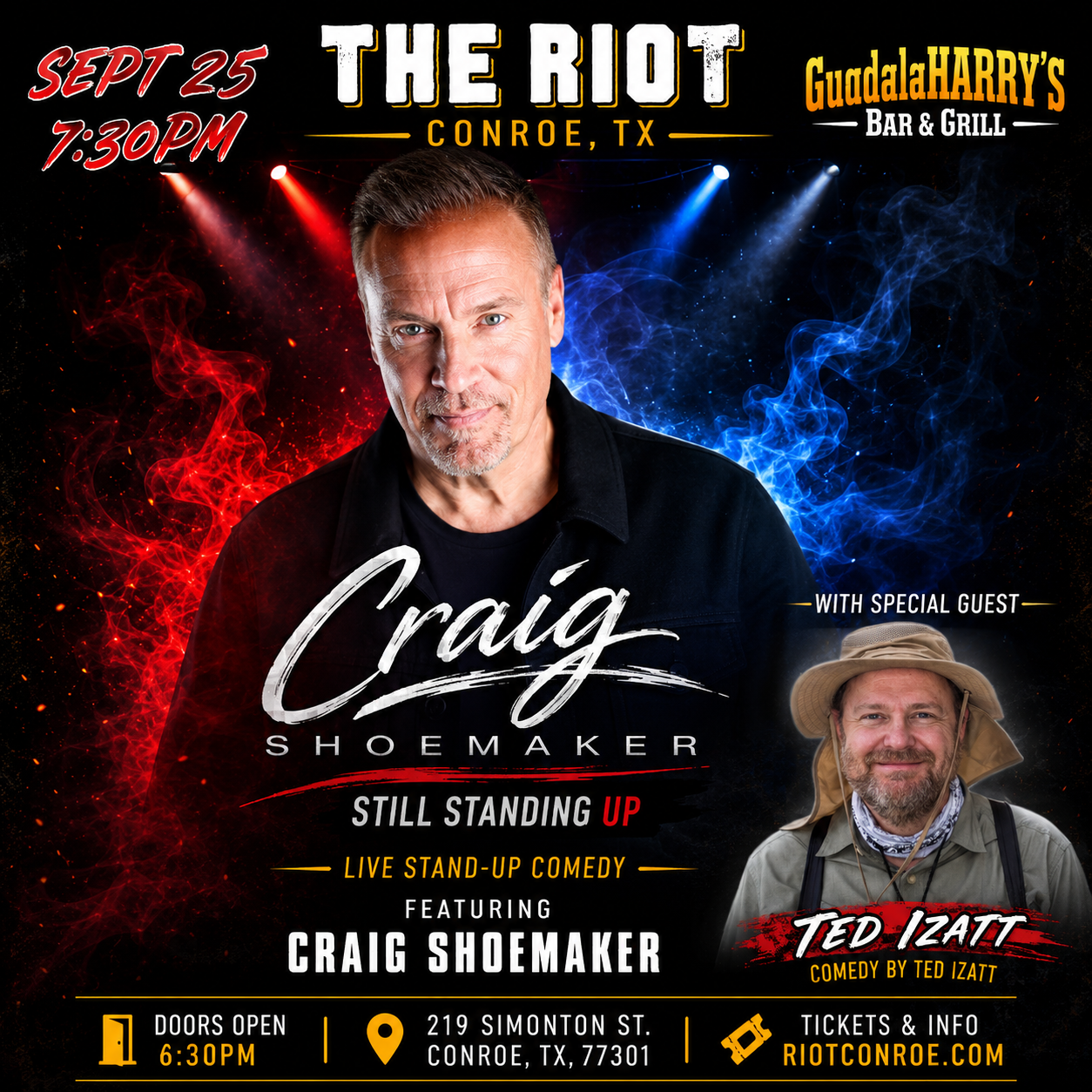 Ted Izatt joins Craig Shoemaker in Riot Comedy Club - Conroe