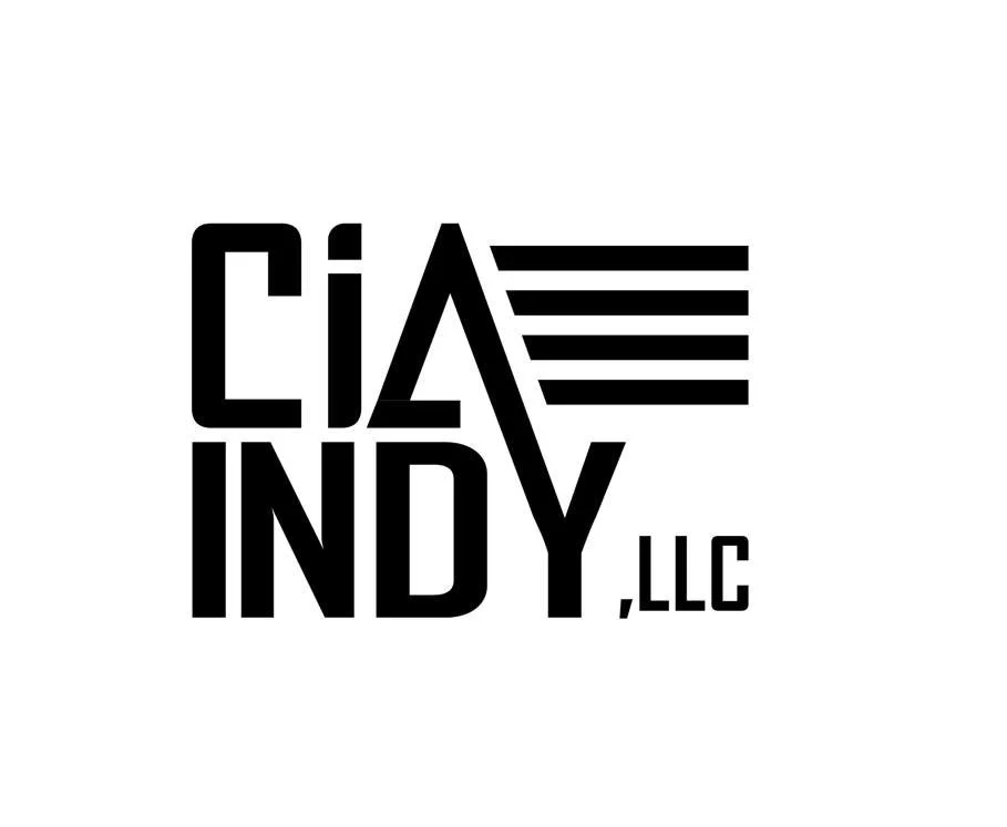 Black and white logo with the words "CJA INDY" and "LLC" in stylized font, with horizontal lines integrated into the design.