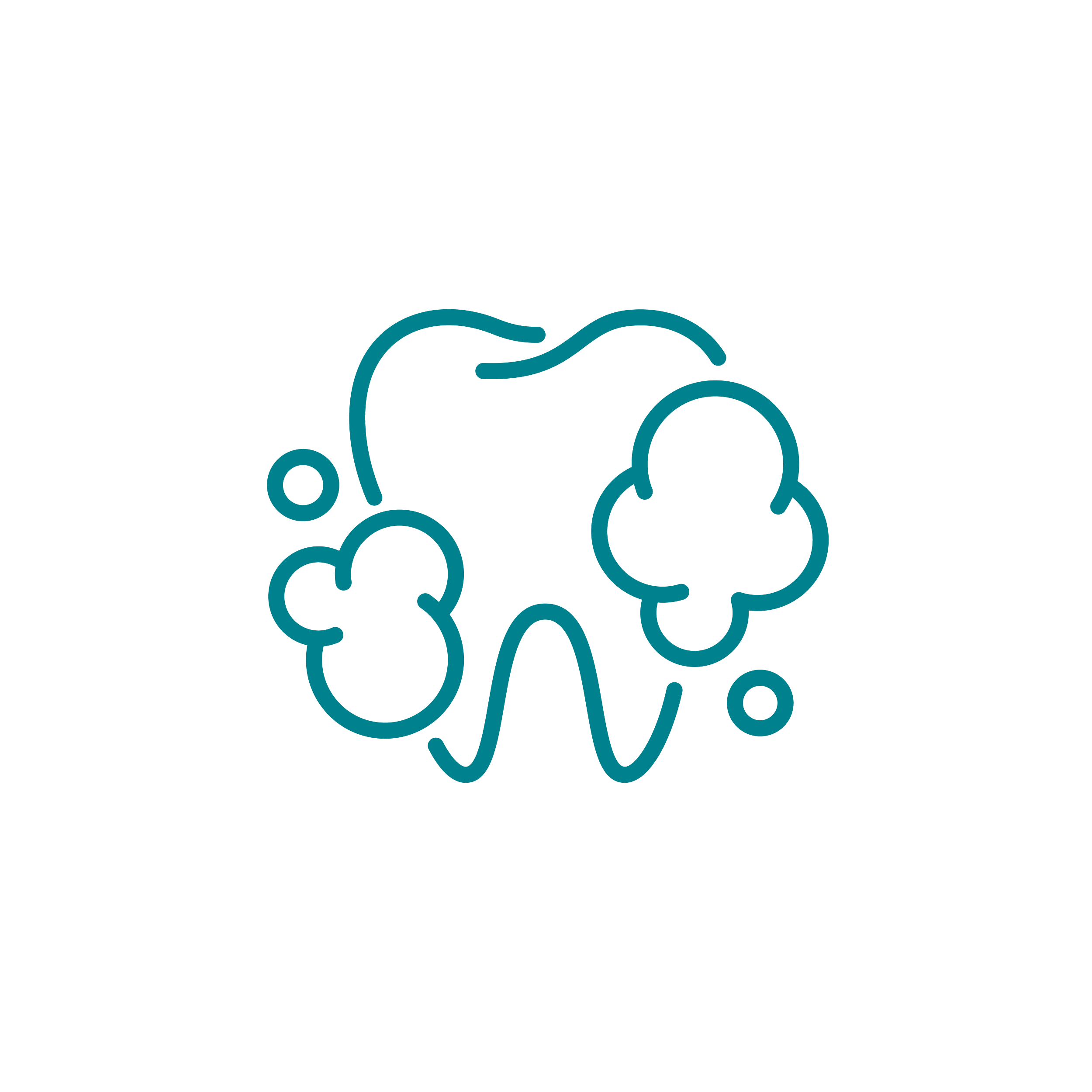 Line drawing of a toothbrush with foam and bubbles, representing oral hygiene.