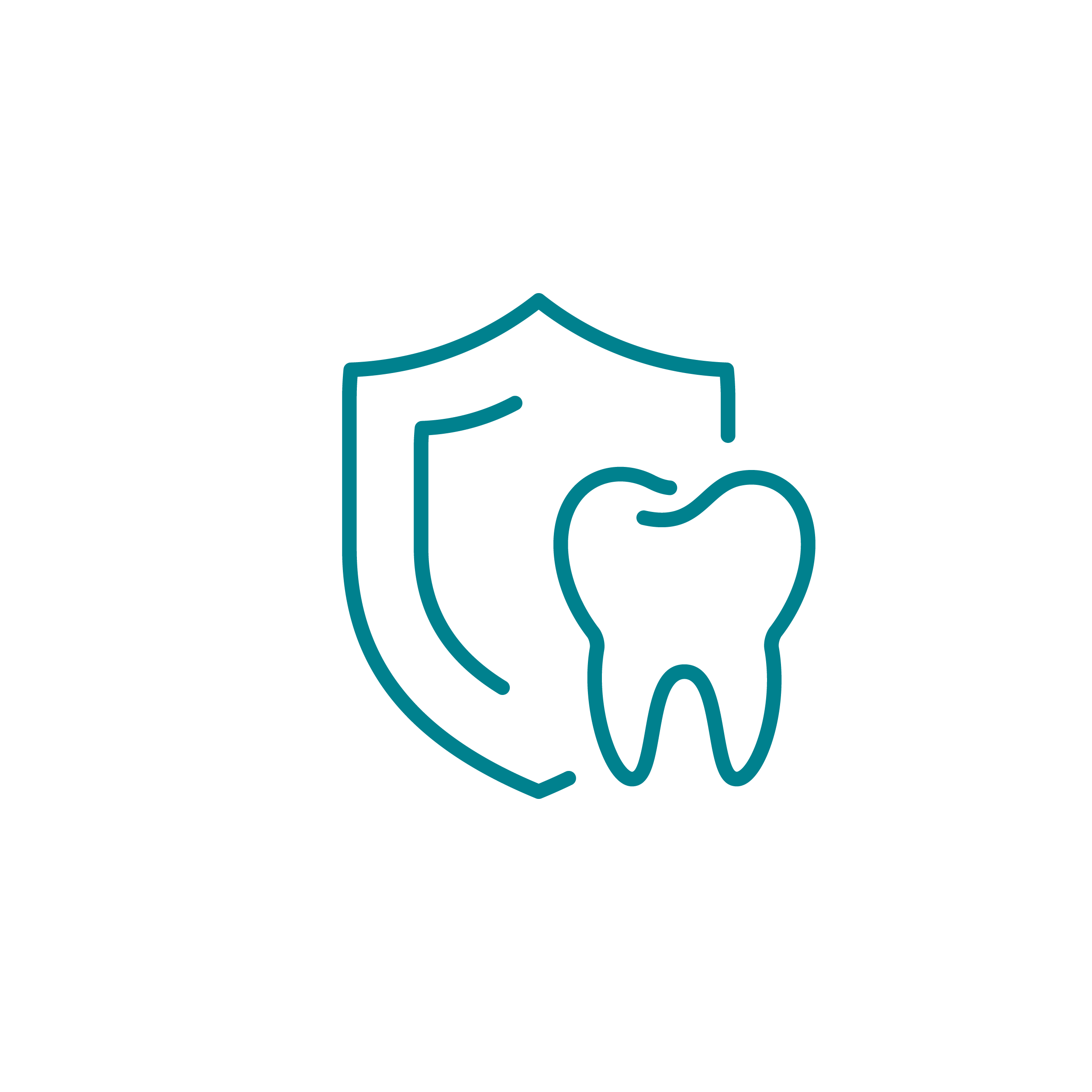 Dental insurance icon with a shield and a tooth.