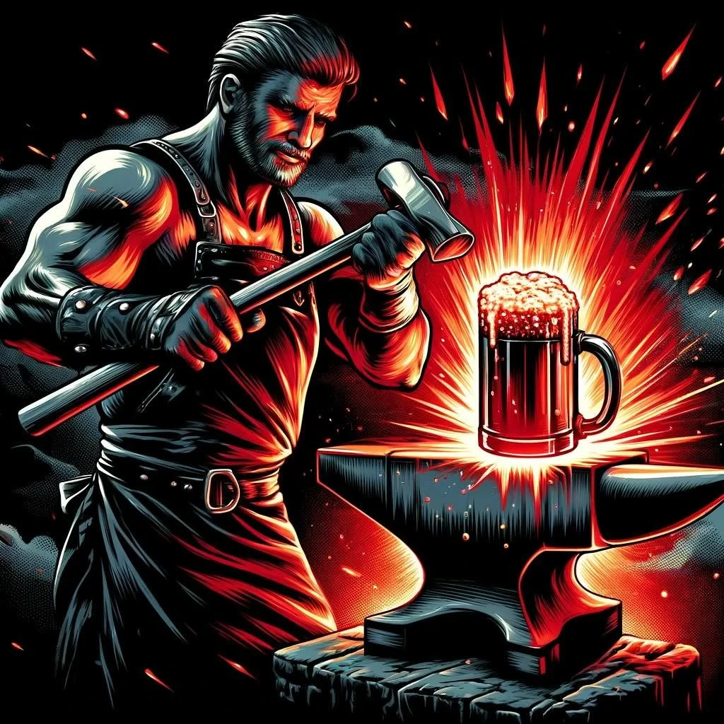 Forged for the bold, Blacksmith&rsquo;s Bane is here to hammer your taste buds! 🍺 Our Juniper Berry Hazy IPA packs a punch of citrus, pine, and a smooth, cloudy finish. 🛡️⚔️ Raise your glass to the craft. #HammeredHelm #BlacksmithsBane #HazyIPA #Dr