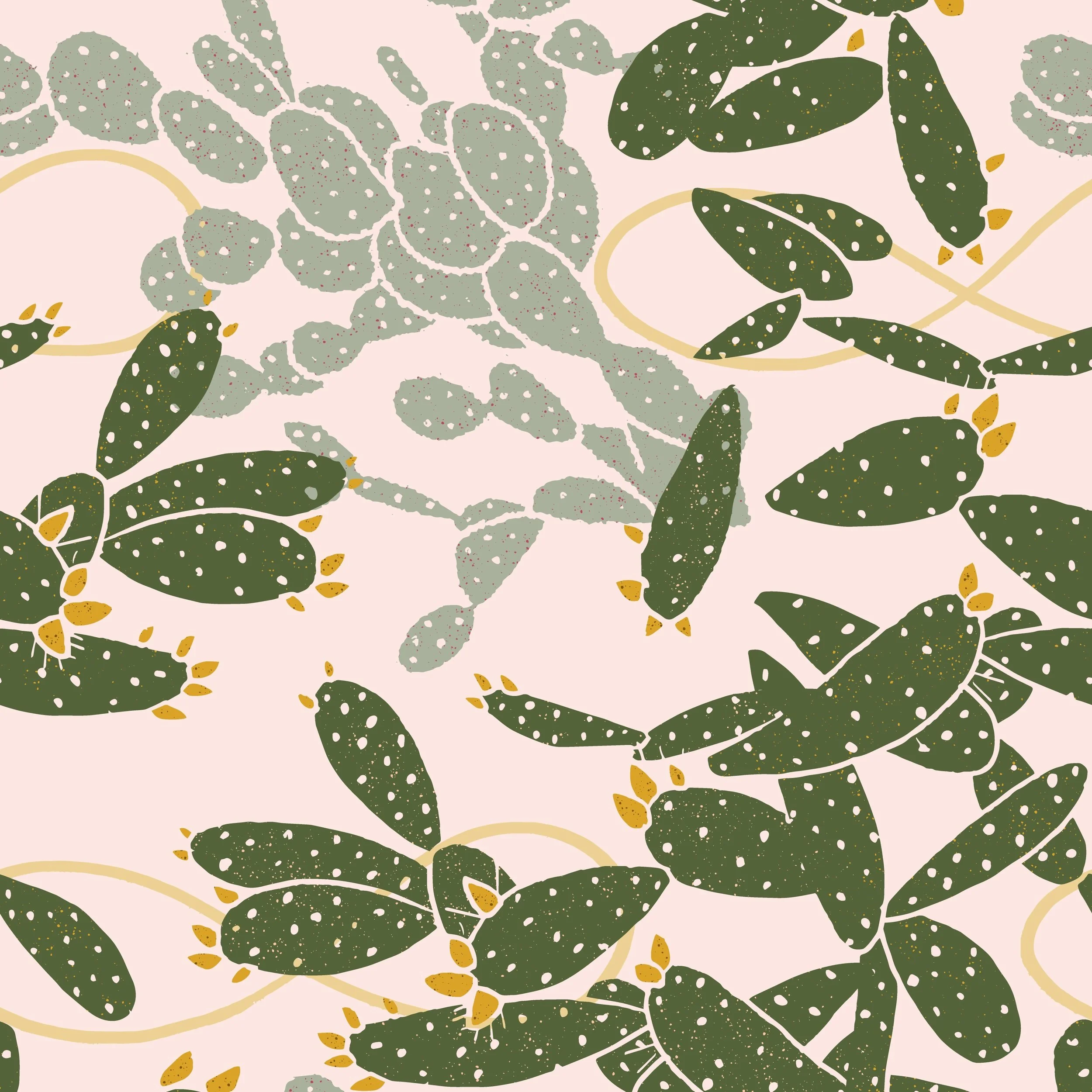 Pink Prickly Pear repeat pattern by Erin Plant