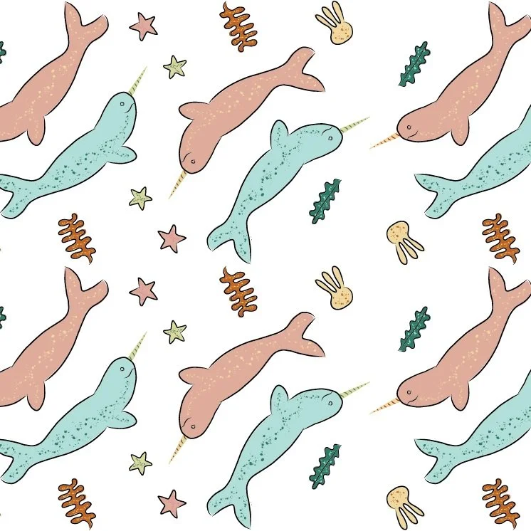Narwhal repeat pattern by Erin Plant