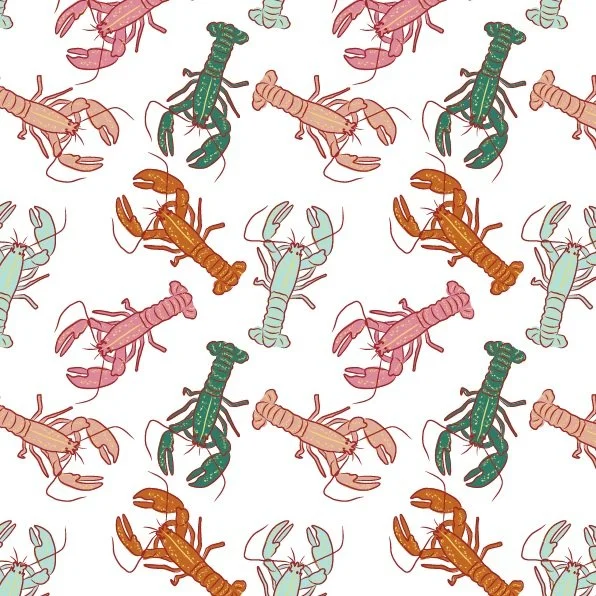 White Lobster repeat pattern by Erin Plant
