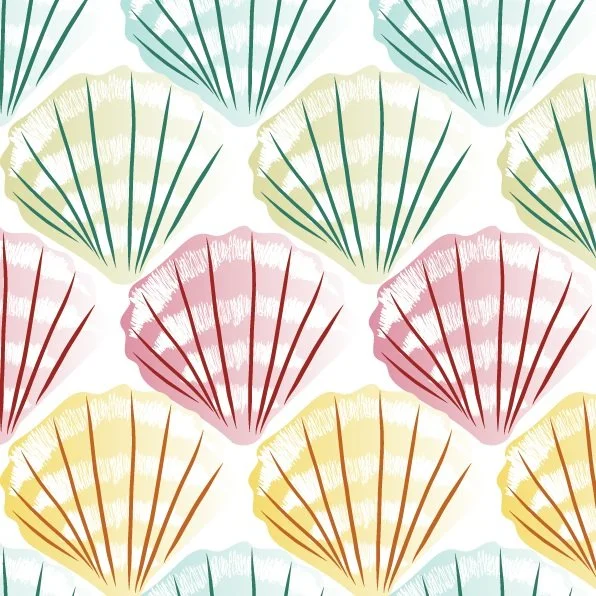 White Shell repeat pattern by Erin Plant