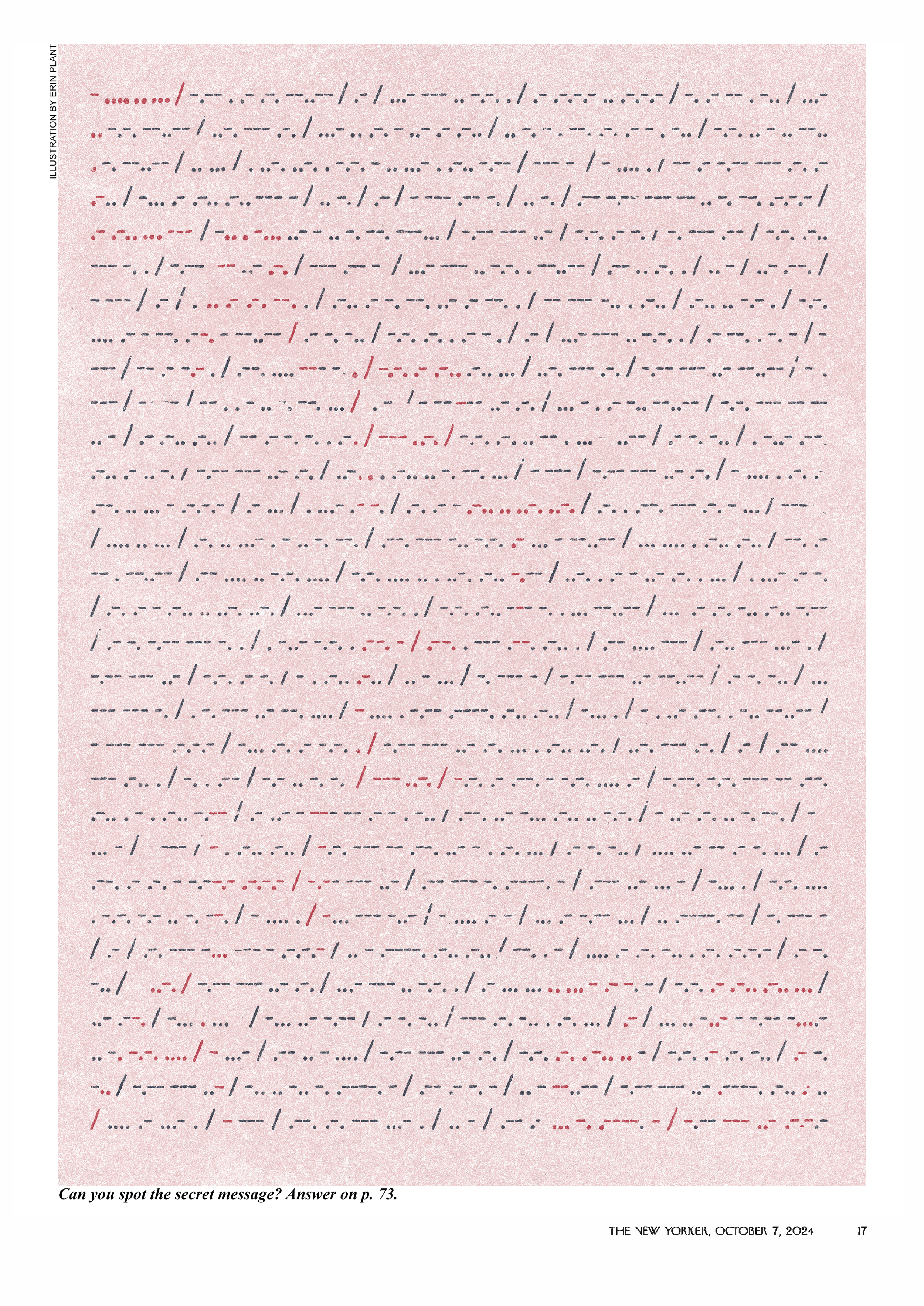 Editorial Image based on an article in The New Yorker. Hidden image in Morse code. 2024