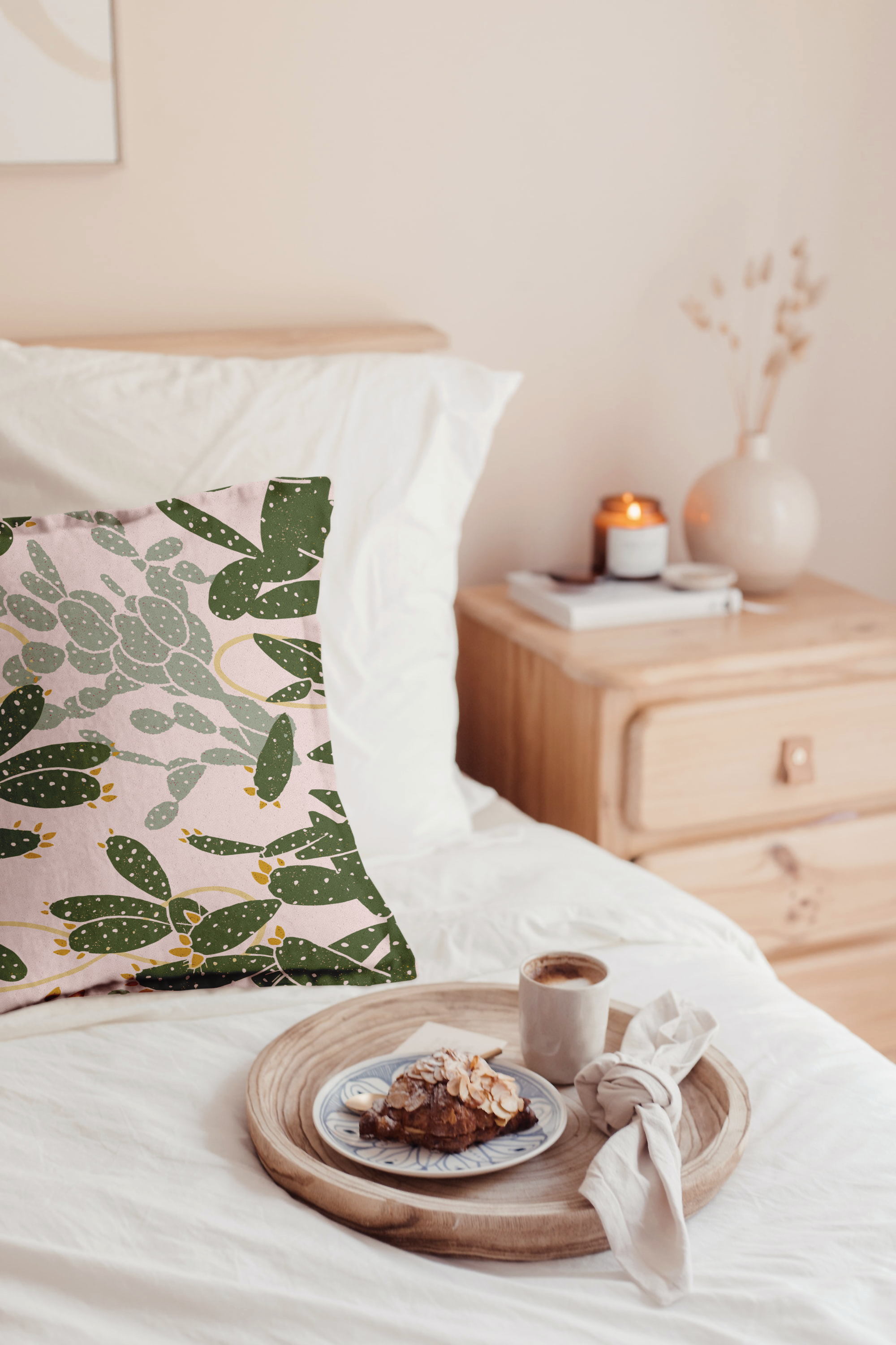 Prickly Pear repeat on cushion by Erin Plant