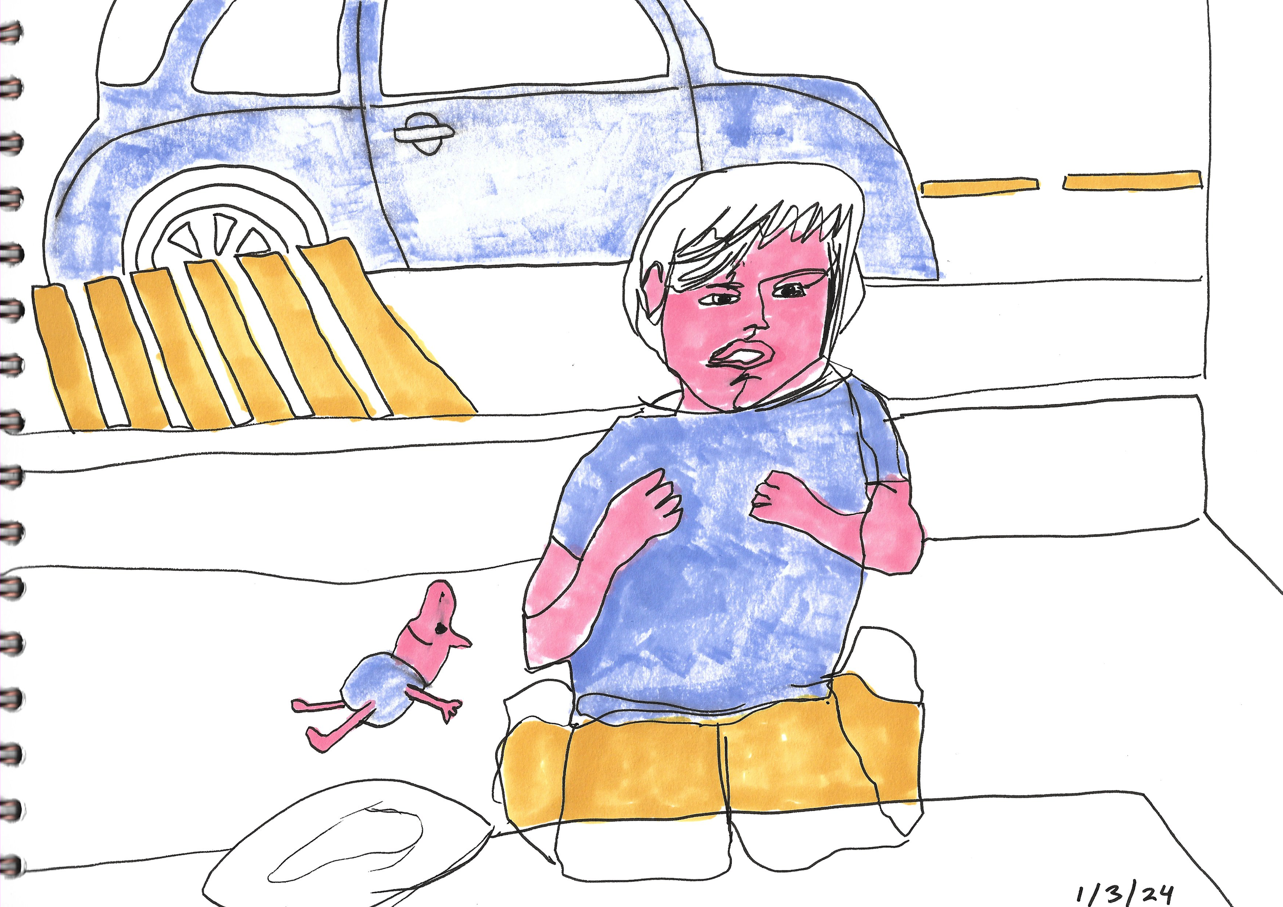 Lunch Date. Marker on paper. 2024