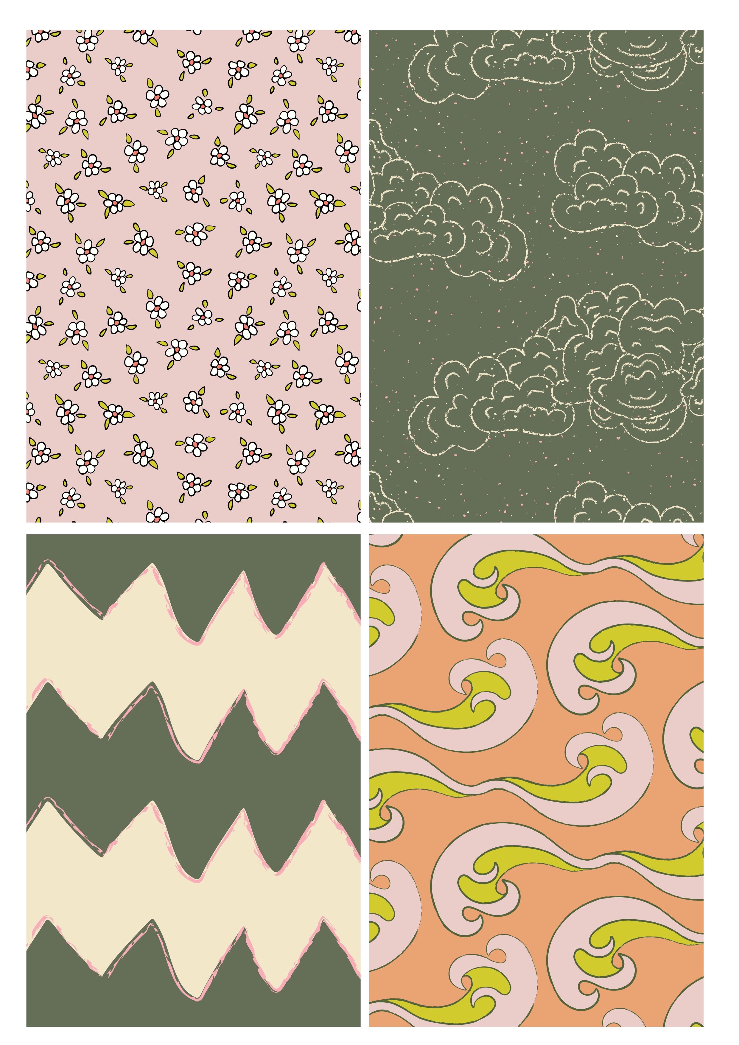 Warm Elements patterns by Erin Plant- these patterns are inspired by the elements, Earth, Air, Fire and Water