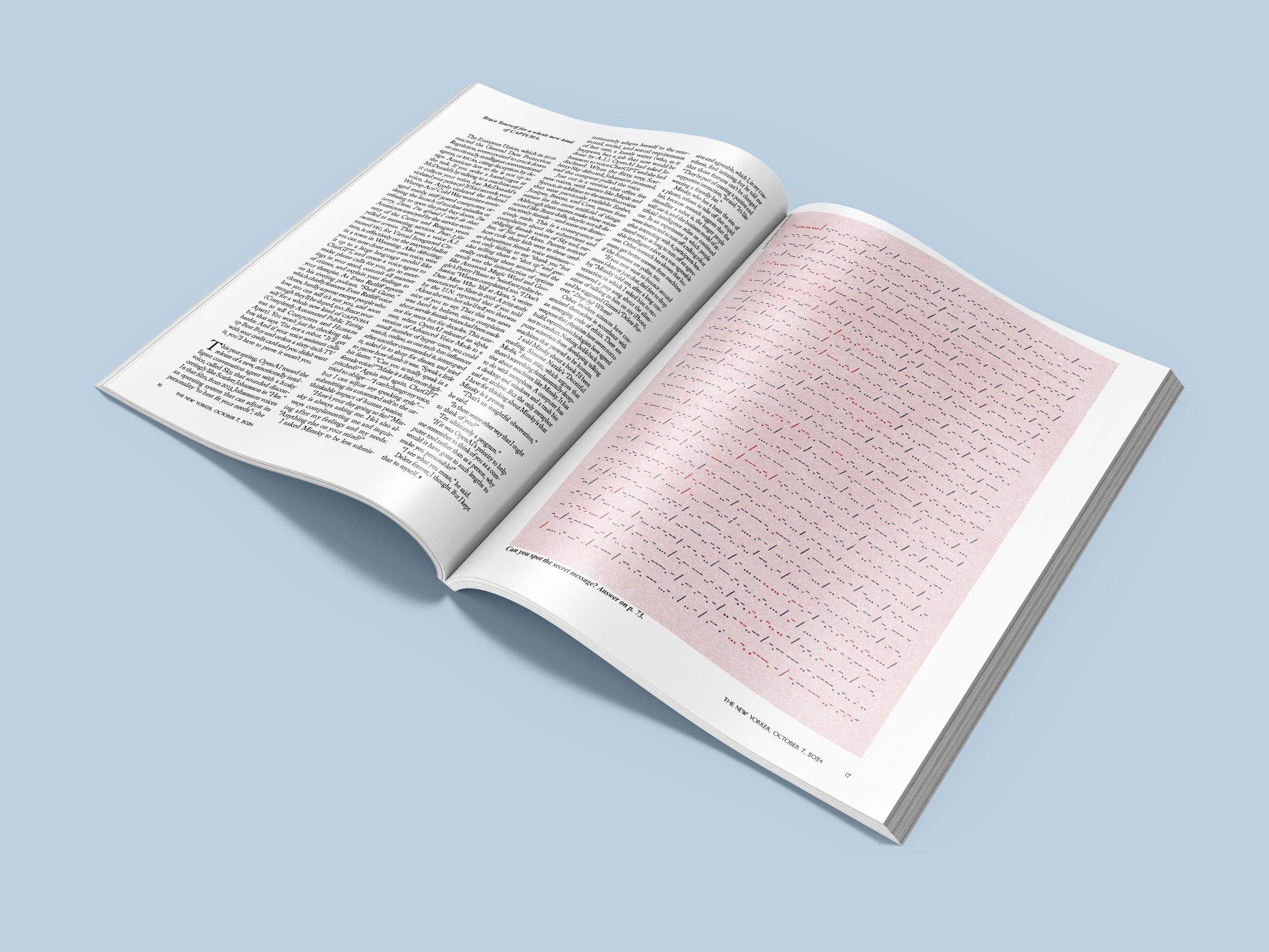 Mock-up of editorial for article in The New Yorker. 2024