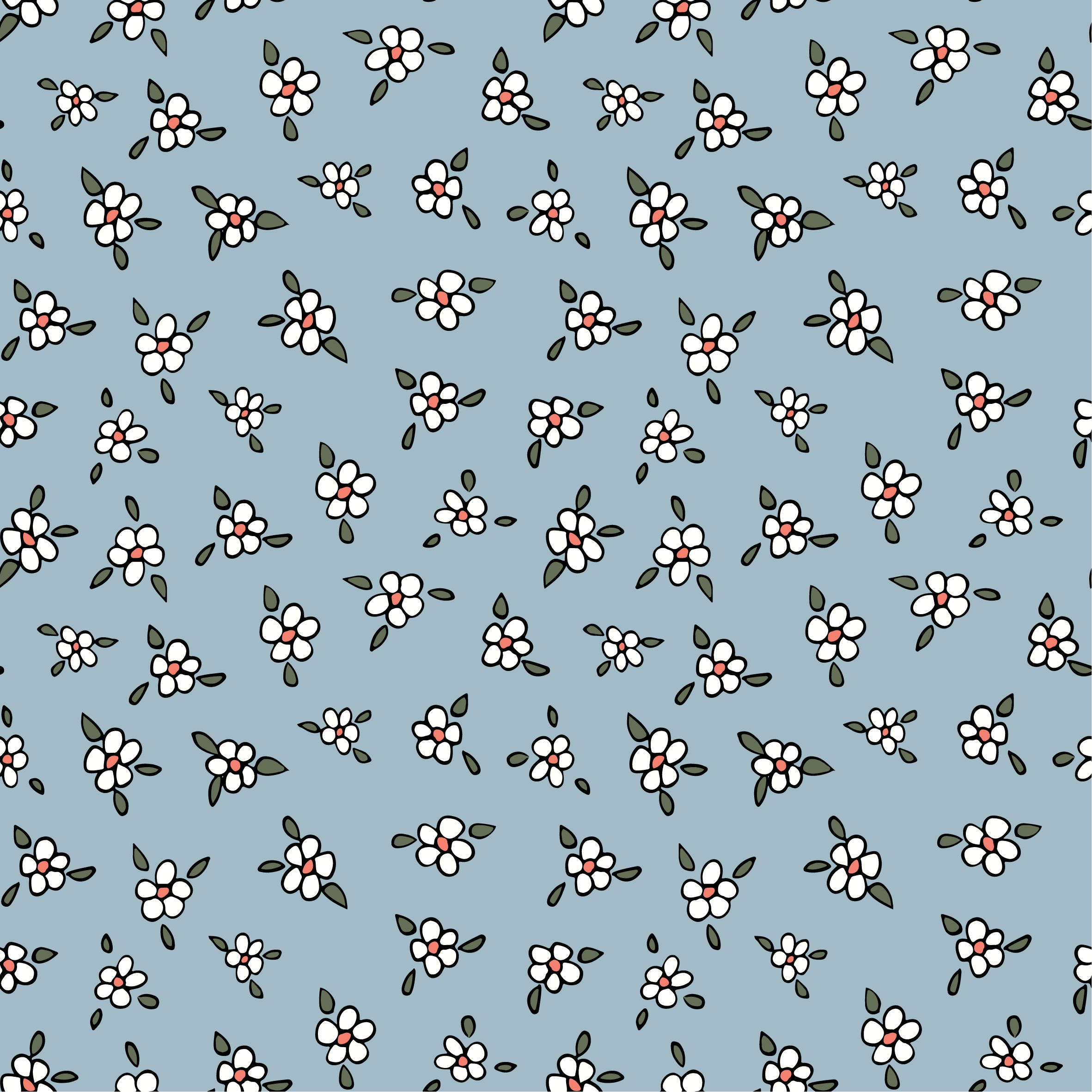 Blue Daisy repeat pattern by Erin Plant