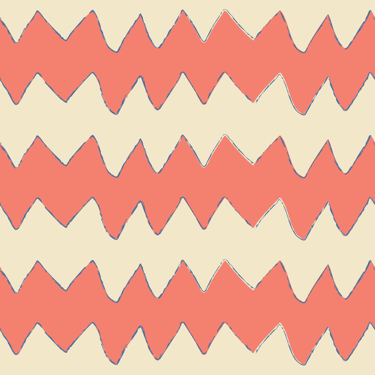 Cream and Orange Zi-Zag repeat pattern by Erin Plant