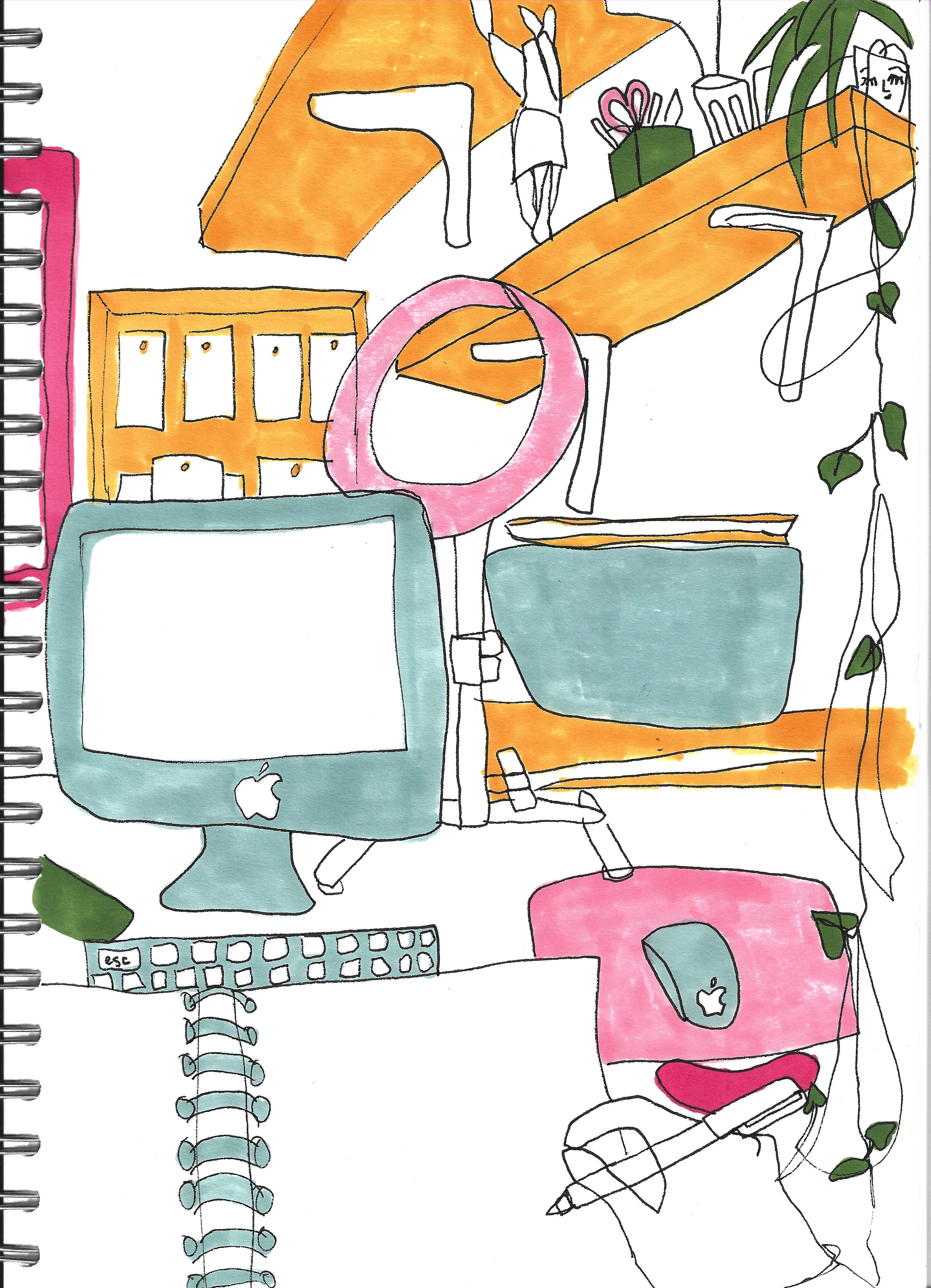 My Desk. Marker on Paper. 2024