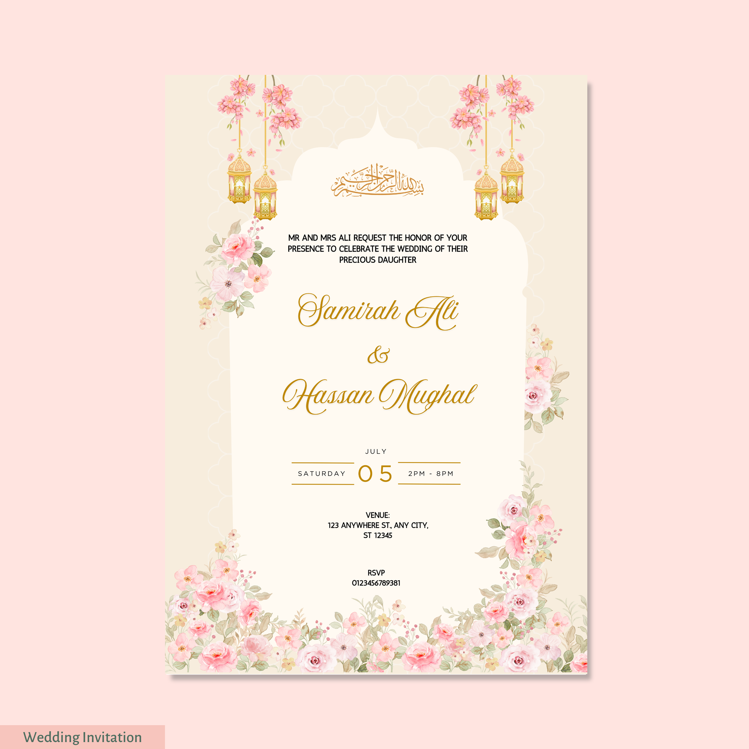 Pink Bloom Wedding Invitation