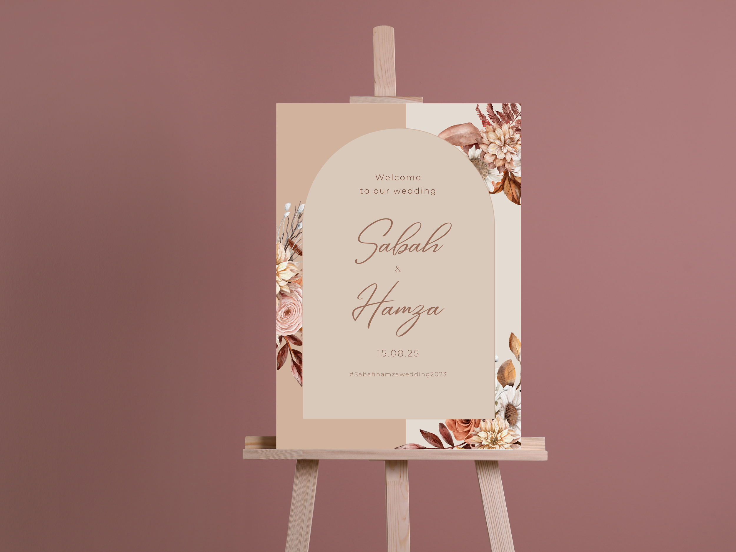 Autumn Floral Wedding Sign