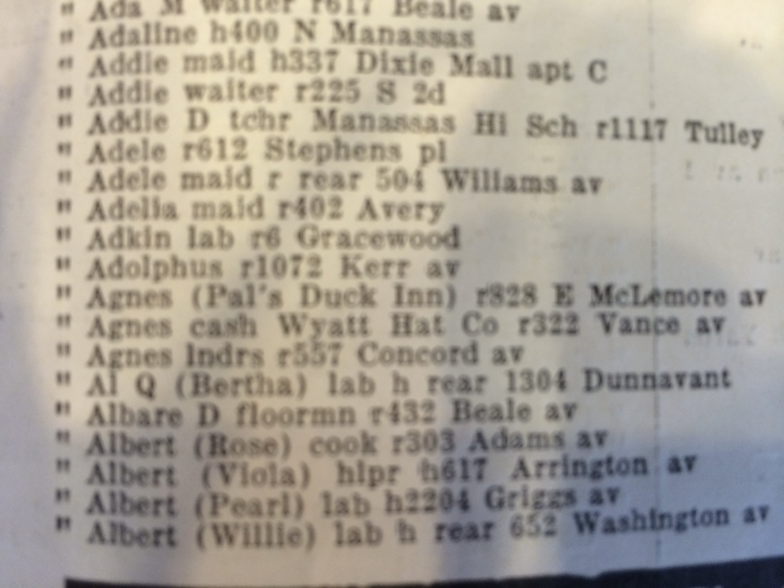 Another listing for Agnes at the Pal's Duck Inn at the later address.