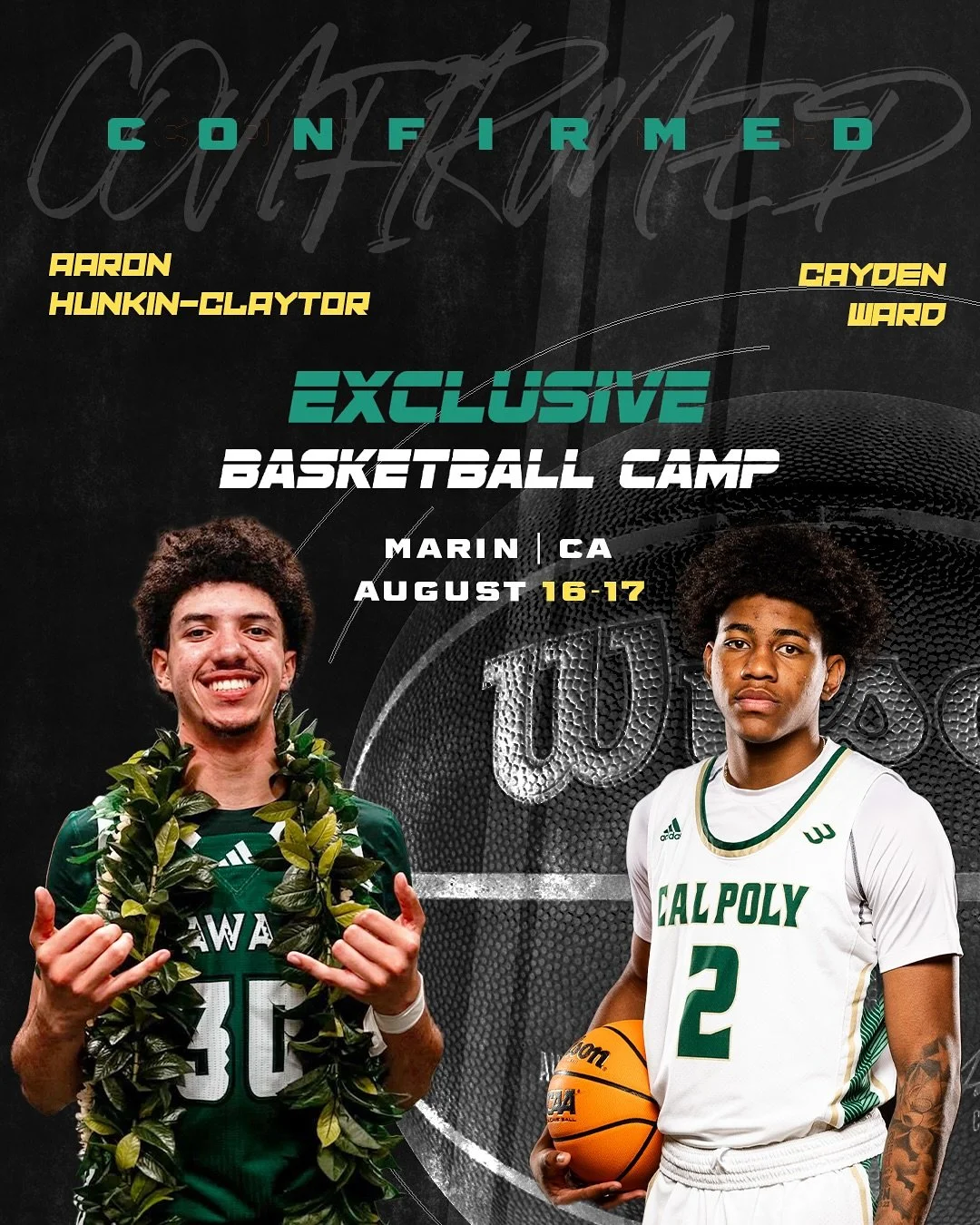 We’re excited to announce that Division 1 guards Aaron Hunkin-Claytor (Hawai’i) and Cayden Ward (Cal Poly) are officially locked in for the Branded NIL Basketball Camp in Marin π₯
Come train with the best. Learn from the best. Compete wi